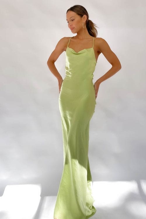 Lunia Dress, BODYCON, DRESS, DRESSES, GREEN, MAXI DRESS, new arrivals, POLYESTER, , -MISHKAH