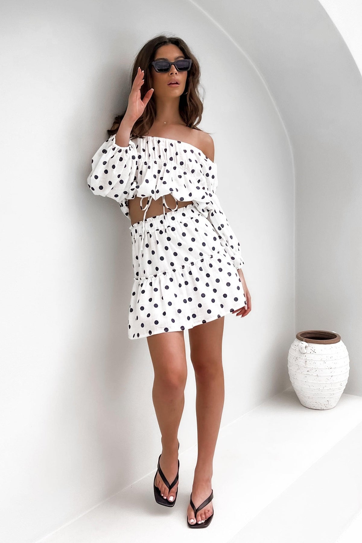 Maddiline Skirt, BOTTOMS, COTTON, MINI SKIRT, POLKA DOT, PRINT, Sale, SETS, SKIRTS, WHITE, , Our New Maddiline Skirt is only $51.00-We Have The Latest Pants | Shorts | Skirts @ Mishkah Online Fashion Boutique-MISHKAH