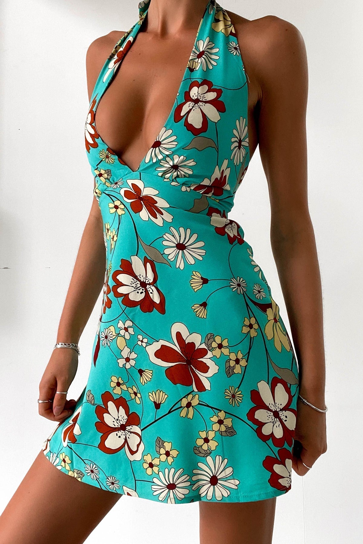 Mariennie Dress, DRESS, DRESSES, FLORAL, FLORALS, GREEN, MINI DRESS, new arrivals, POLYESTER, , -MISHKAH