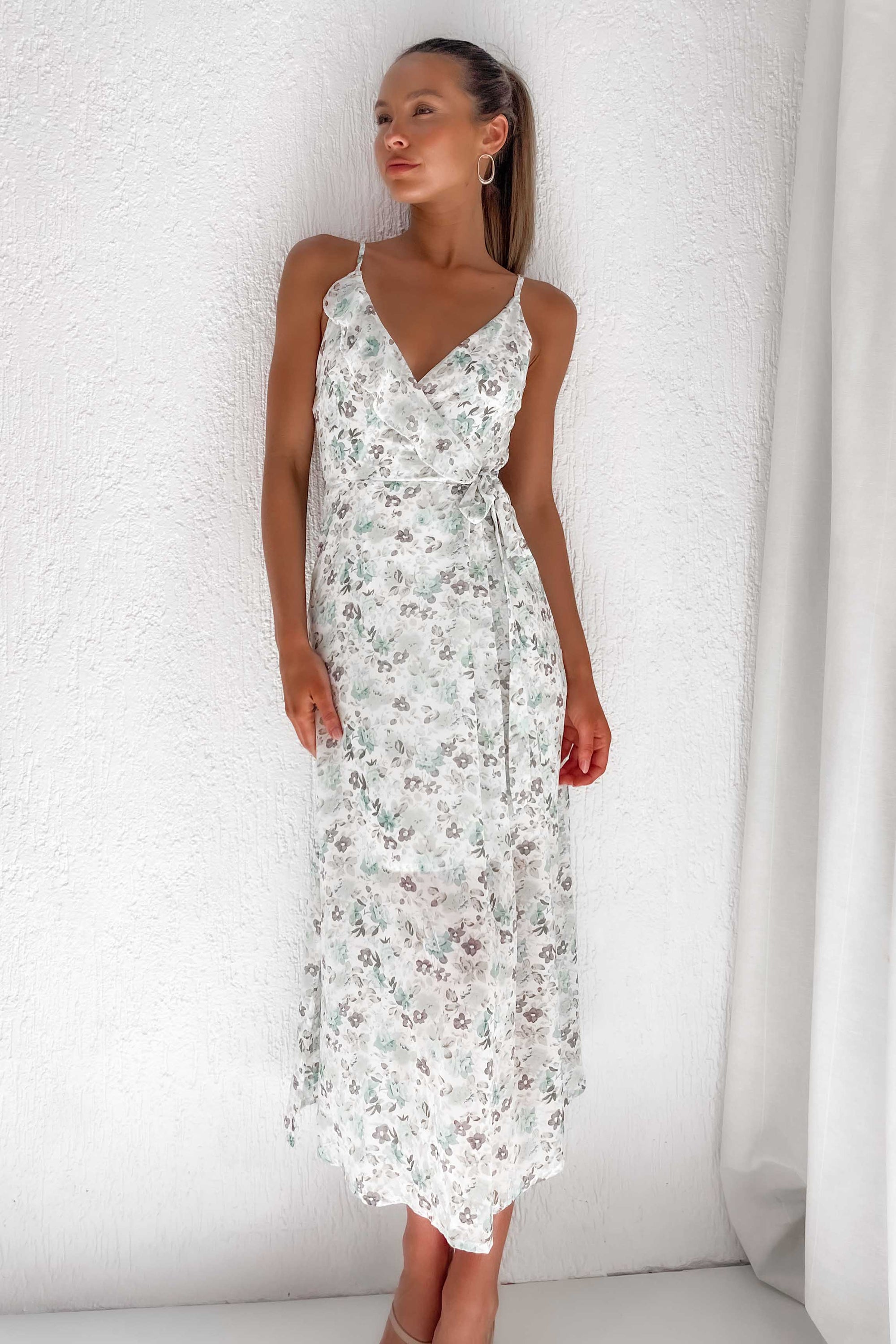 Marlah Dress, BLUE, DRESS, DRESSES, MIDI DRESS, new arrivals, POLYESTER, Sale, WRAP, WRAP DRESS, Shop The Latest Marlah Dress Only 65.00 from MISHKAH FASHION:, -MISHKAH