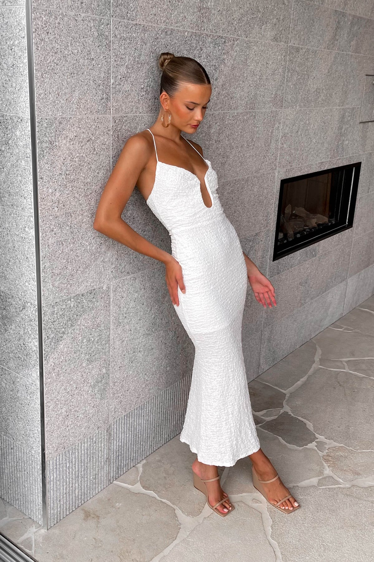 Marthe Dress, DRESS, DRESSES, MIDI DRESS, new arrivals, POLYESTER &amp; SPANDEX, POLYESTER AND SPANDEX, SPANDEX AND POLYESTER, WHITE, , -MISHKAH