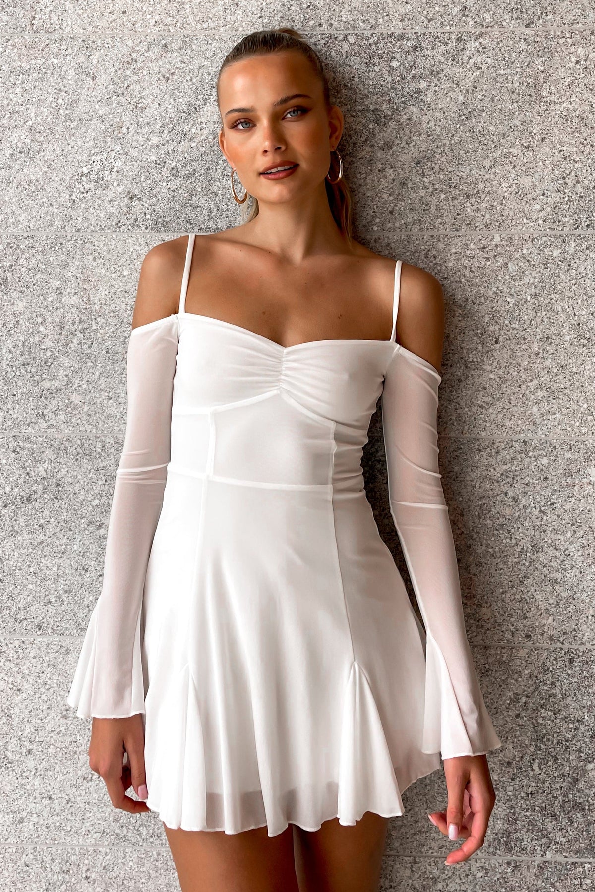 Matilda Dress, DRESS, DRESSES, MINI DRESS, new arrivals, POLYESTER AND COTTON, WHITE, , -MISHKAH