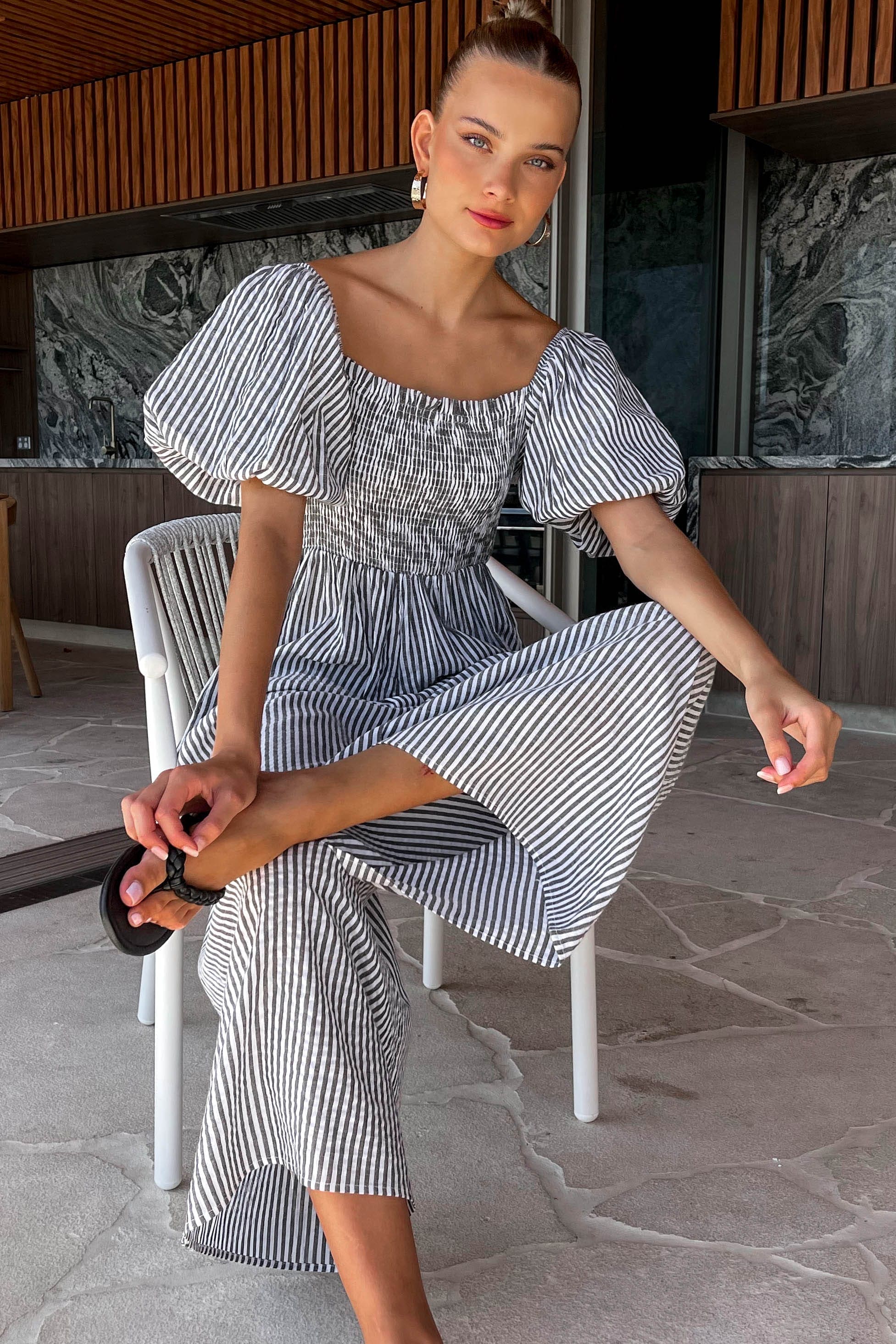 Mauley Jumpsuit, BALLOON SLEEVE, BLUE, COTTON & RAYON, COTTON AND RAYON, DRESS, DRESSES, JUMPSUIT, JUMPSUITS, MIDI DRESS, RAYON AND COTTON, , -MISHKAH