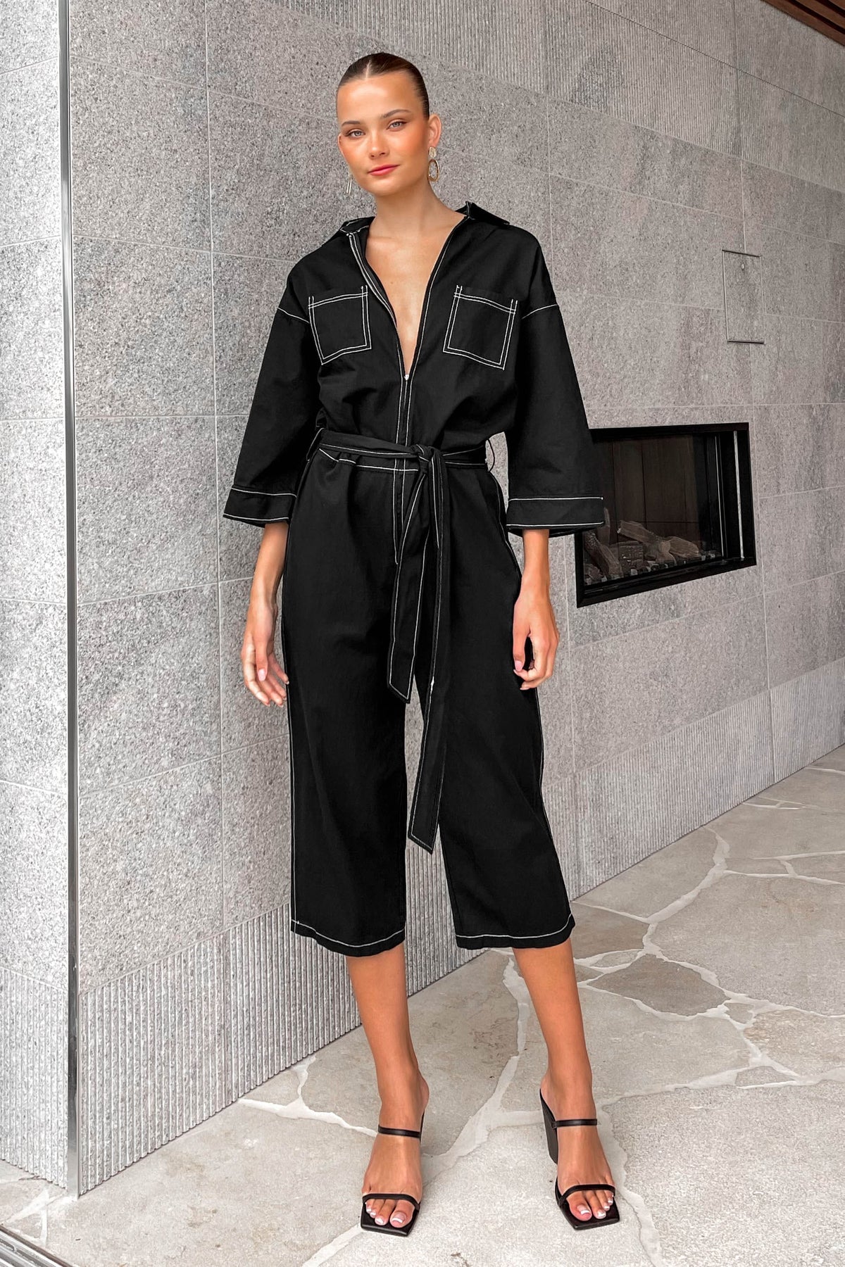 Monique Jumpsuit, BLACK, COTTON, JUMPSUIT, JUMPSUITS, LONG SLEEVE, new arrivals, , -MISHKAH