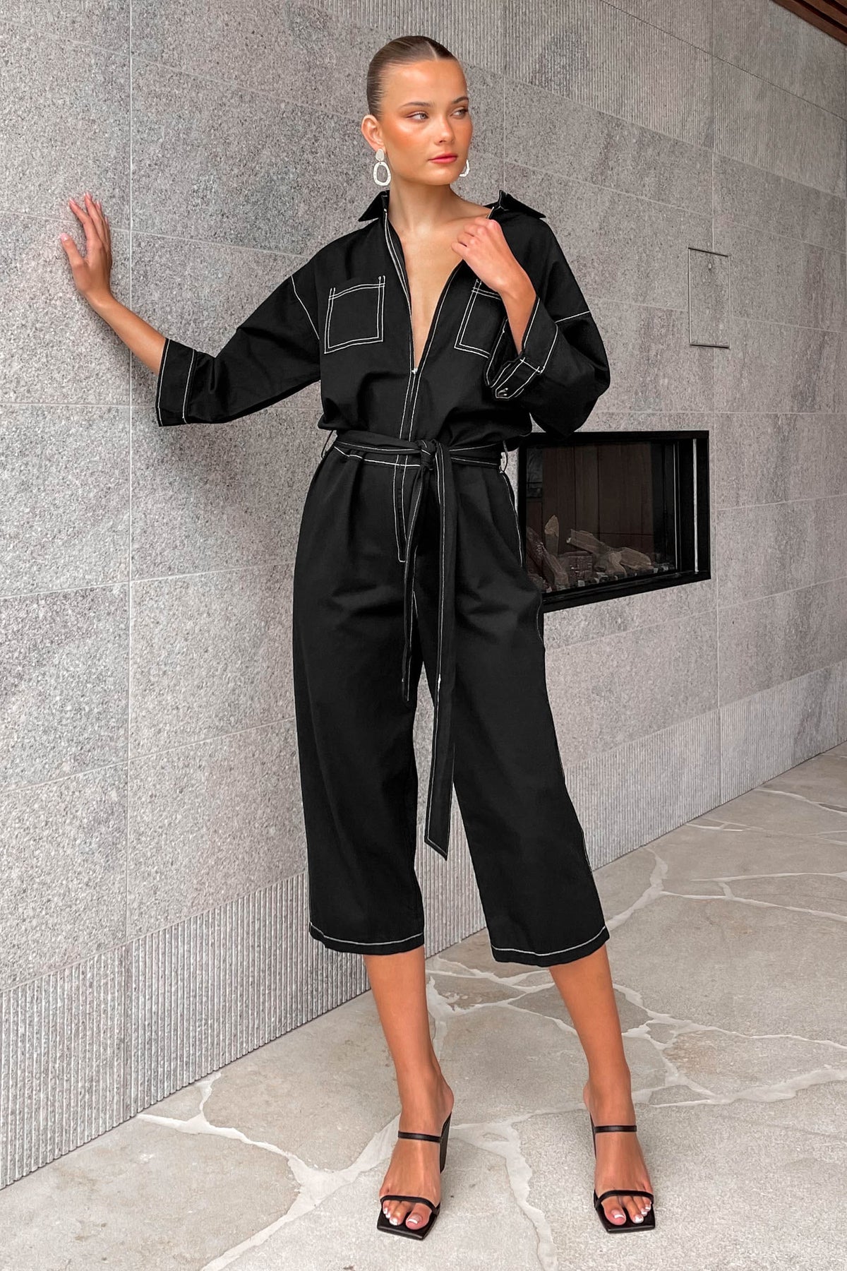 Monique Jumpsuit, BLACK, COTTON, JUMPSUIT, JUMPSUITS, LONG SLEEVE, new arrivals, , -MISHKAH