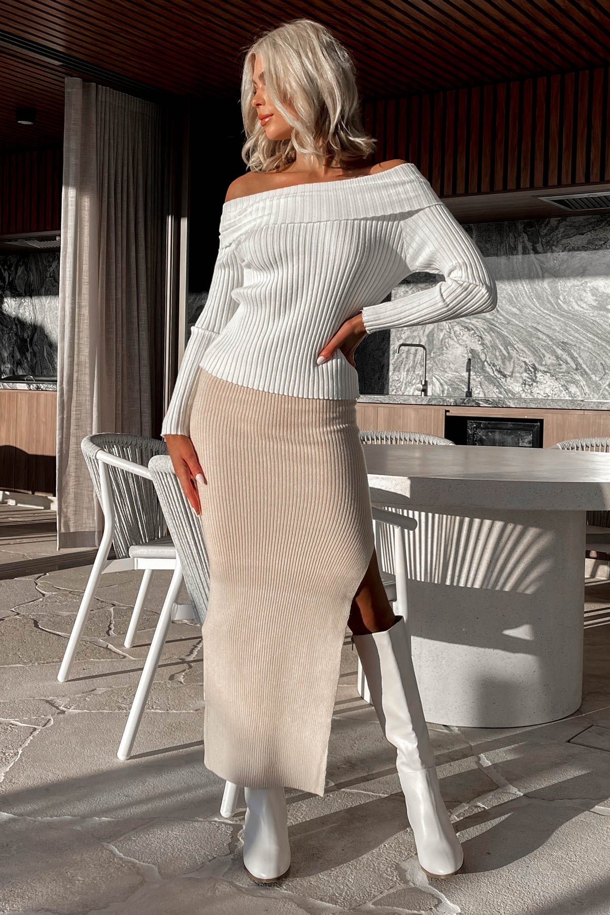 More Than Us Skirt, BEIGE, BOTTOMS, MIDI SKIRT, new arrivals, SETS, SKIRT, SKIRTS, VISCOSE &amp; POLYESTER &amp; NYLON, VISCOSE AND POLYESTER AND NYLON, , -MISHKAH