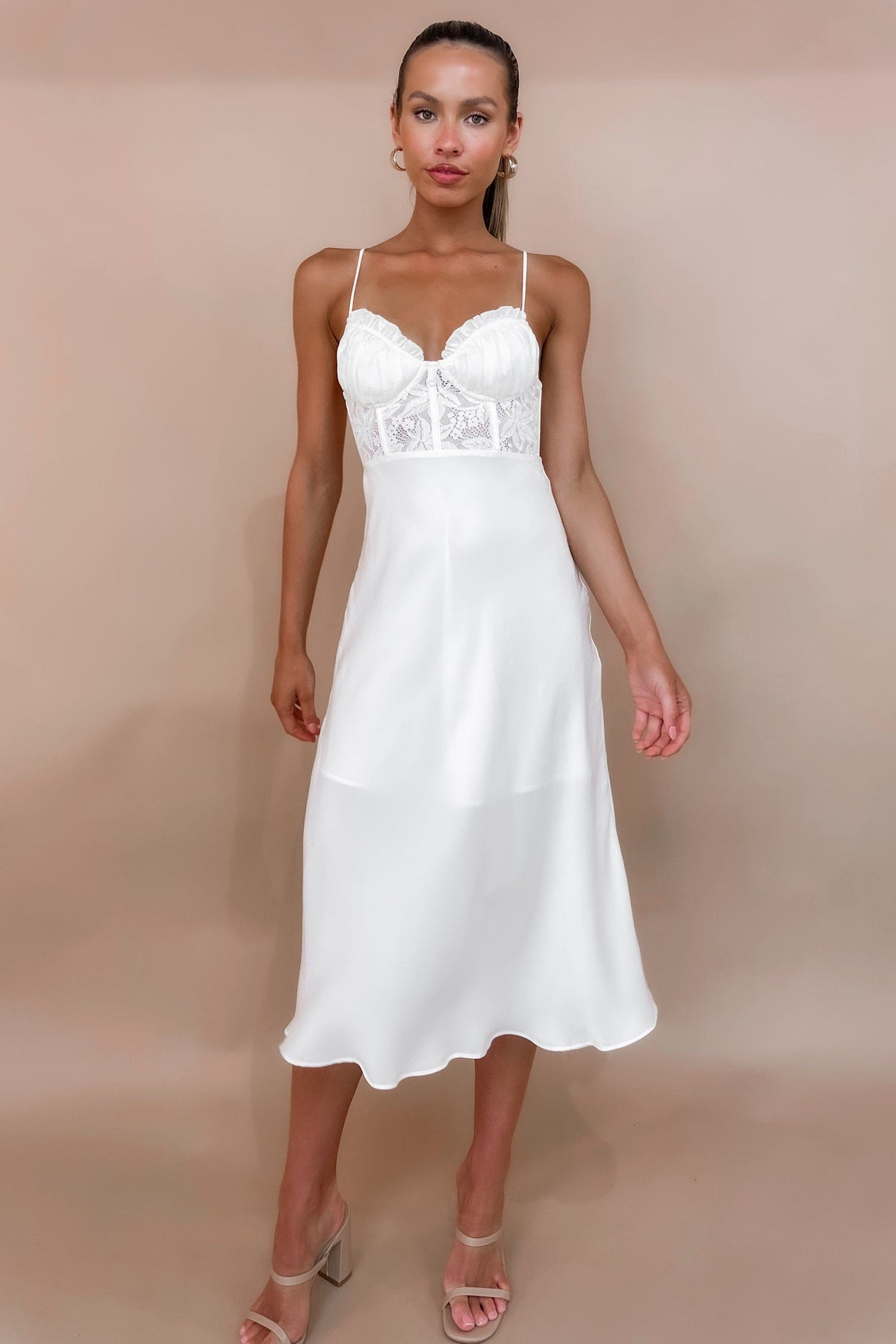 Myco Dress, DRESS, DRESSES, MIDI DRESS, new arrivals, POLYESTER, WHITE, , -MISHKAH