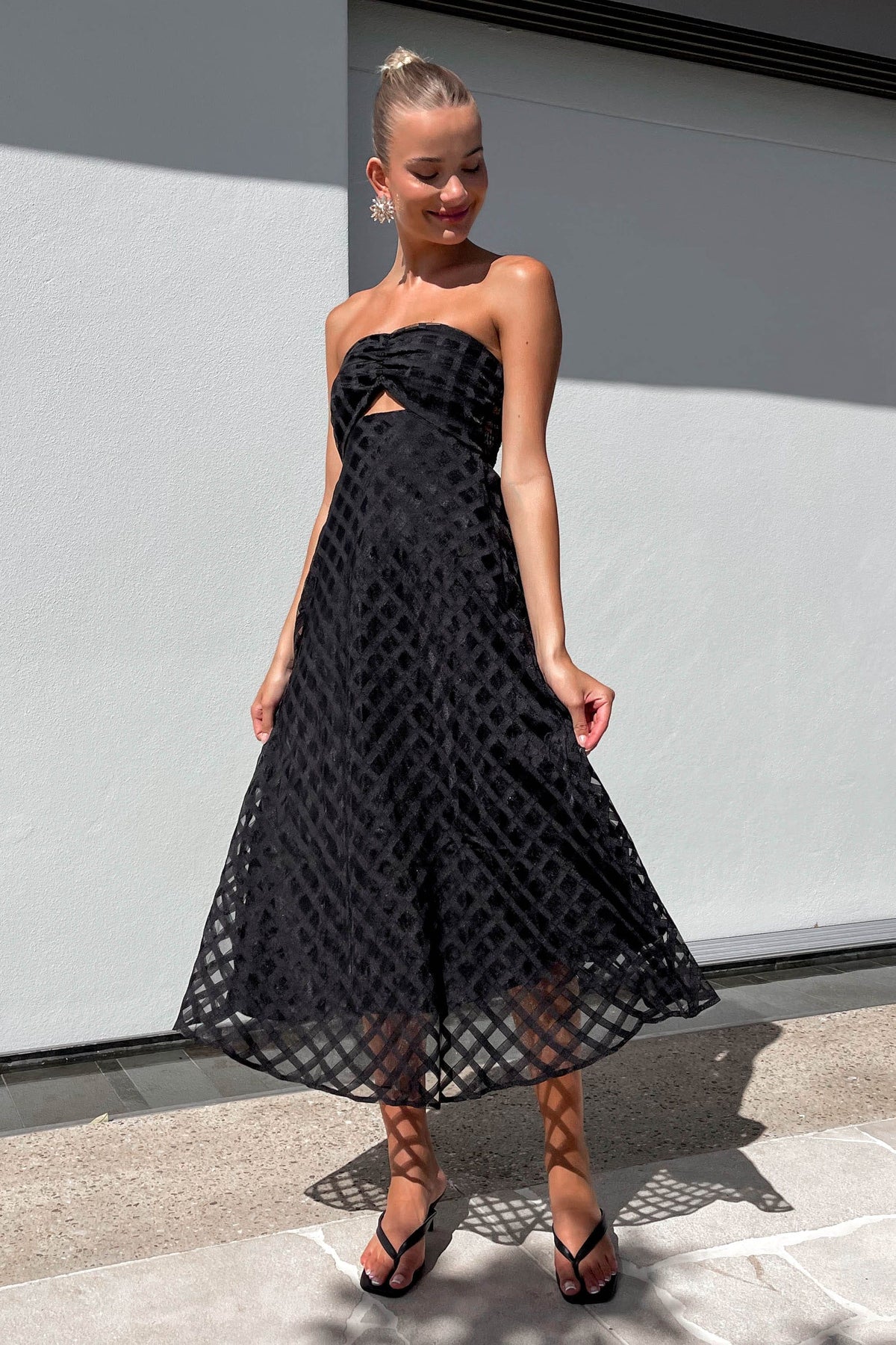 Nataliah Dress, BLACK, DRESS, DRESSES, MIDI DRESS, new arrivals, POLYESTER &amp; RAYON, POLYESTER AND RAYON, RAYON AND POLYESTER, , -MISHKAH