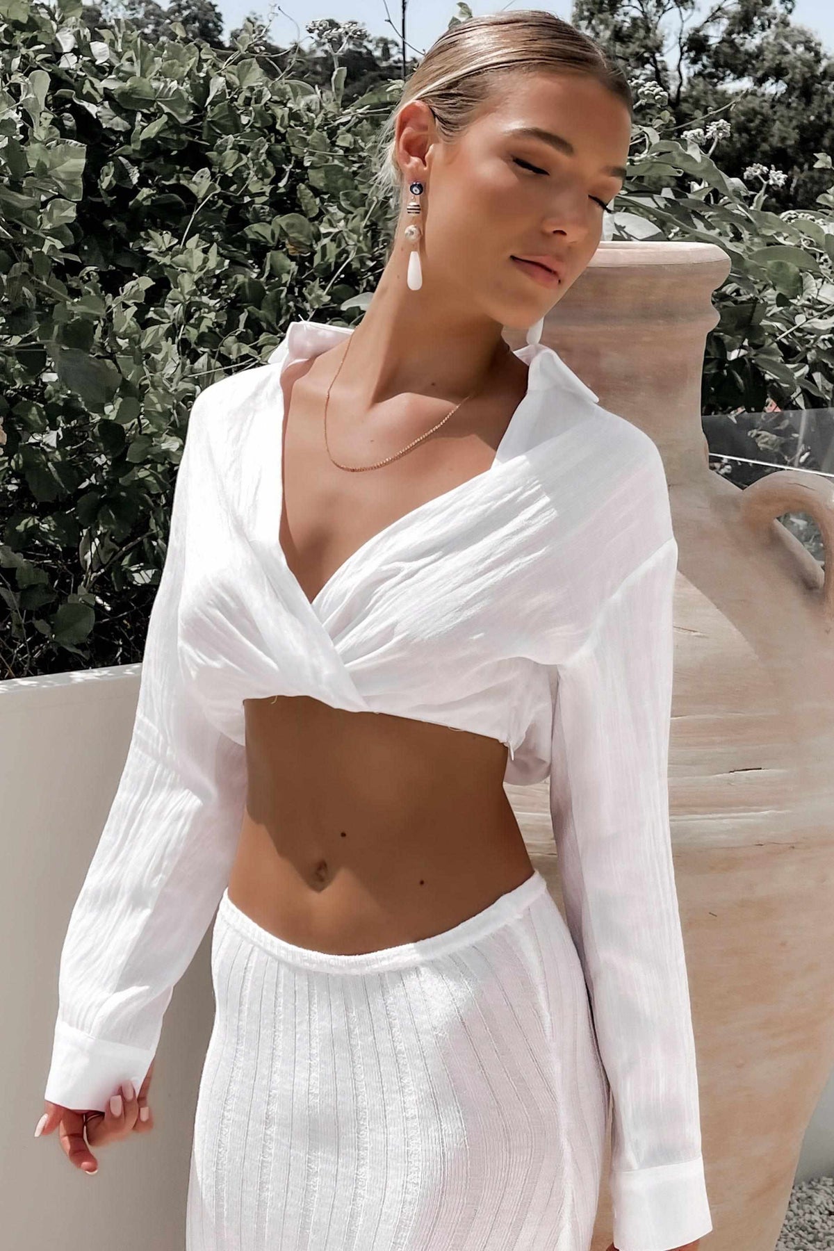 Nikkie Top, CROP TOP, CROP TOPS, LONG SLEEVE, RAYON, SPANDEX, TOP, TOPS, WHITE, Our New Nikkie Top Is Now Only $50.00 Exclusive At Mishkah, Our New Nikkie Top is now only $50.00-We Have The Latest Women&#39;s Tops @ Mishkah Online Fashion Boutique-MISHKAH