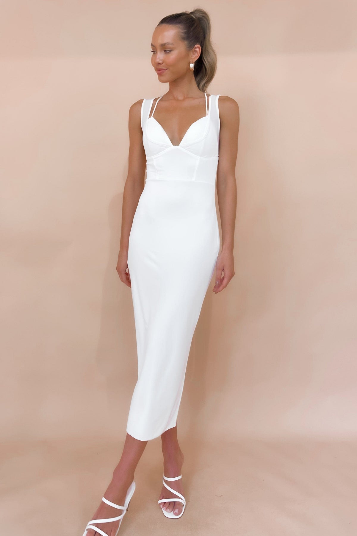 Nina Dress, DRESS, DRESSES, MAXI DRESS, MIDI DRESS, new arrivals, WHITE, , -MISHKAH