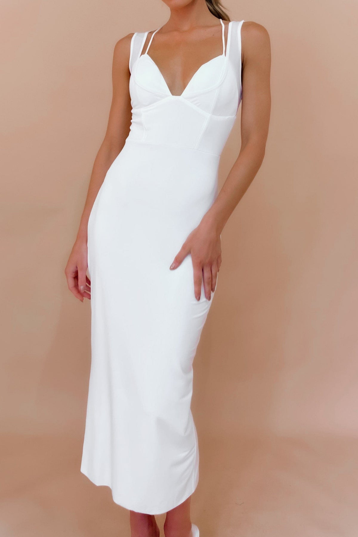 Nina Dress, DRESS, DRESSES, MAXI DRESS, MIDI DRESS, new arrivals, WHITE, , -MISHKAH