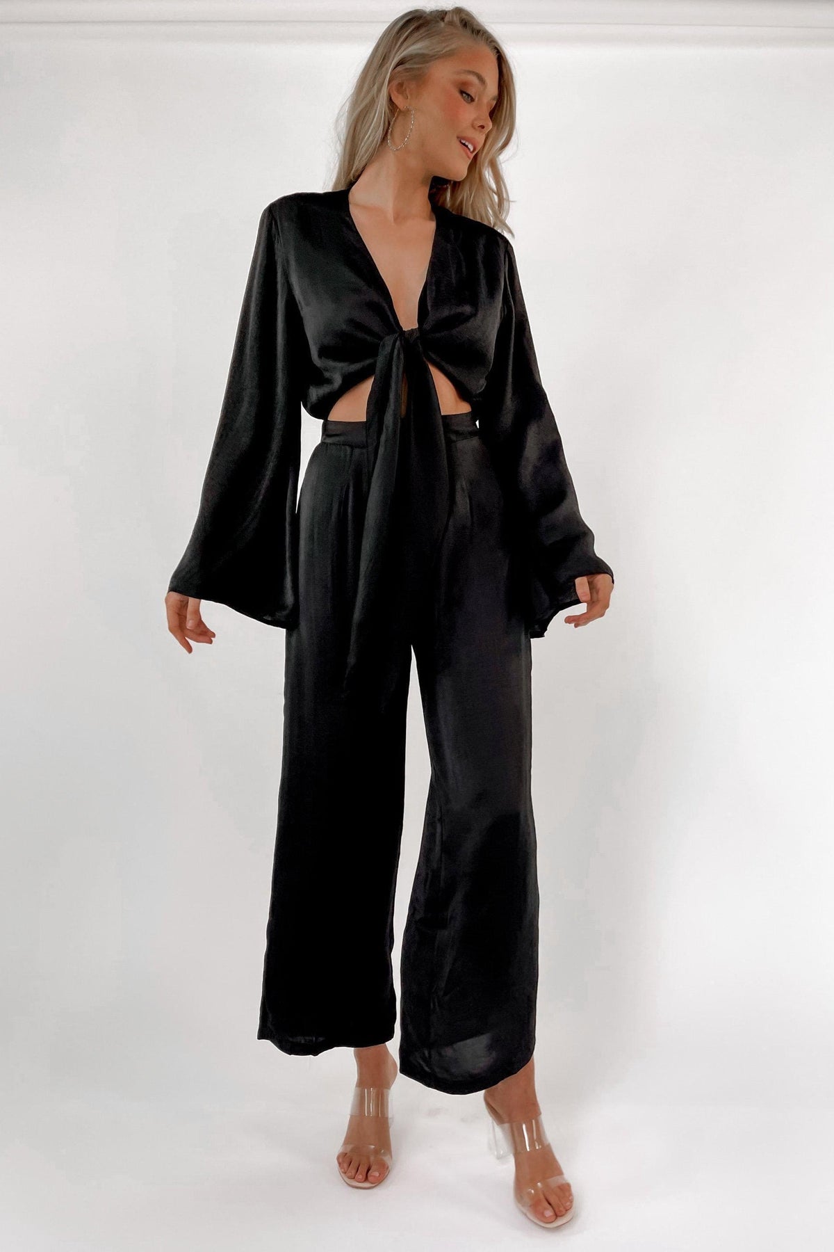 One Last Time Jumpsuit, BLACK, JUMPSUITS, LONG SLEEVE, POLYESTER, RAYON, Sale, Shop The Latest One Last Time Jumpsuit Only 130.00 from MISHKAH, -MISHKAH