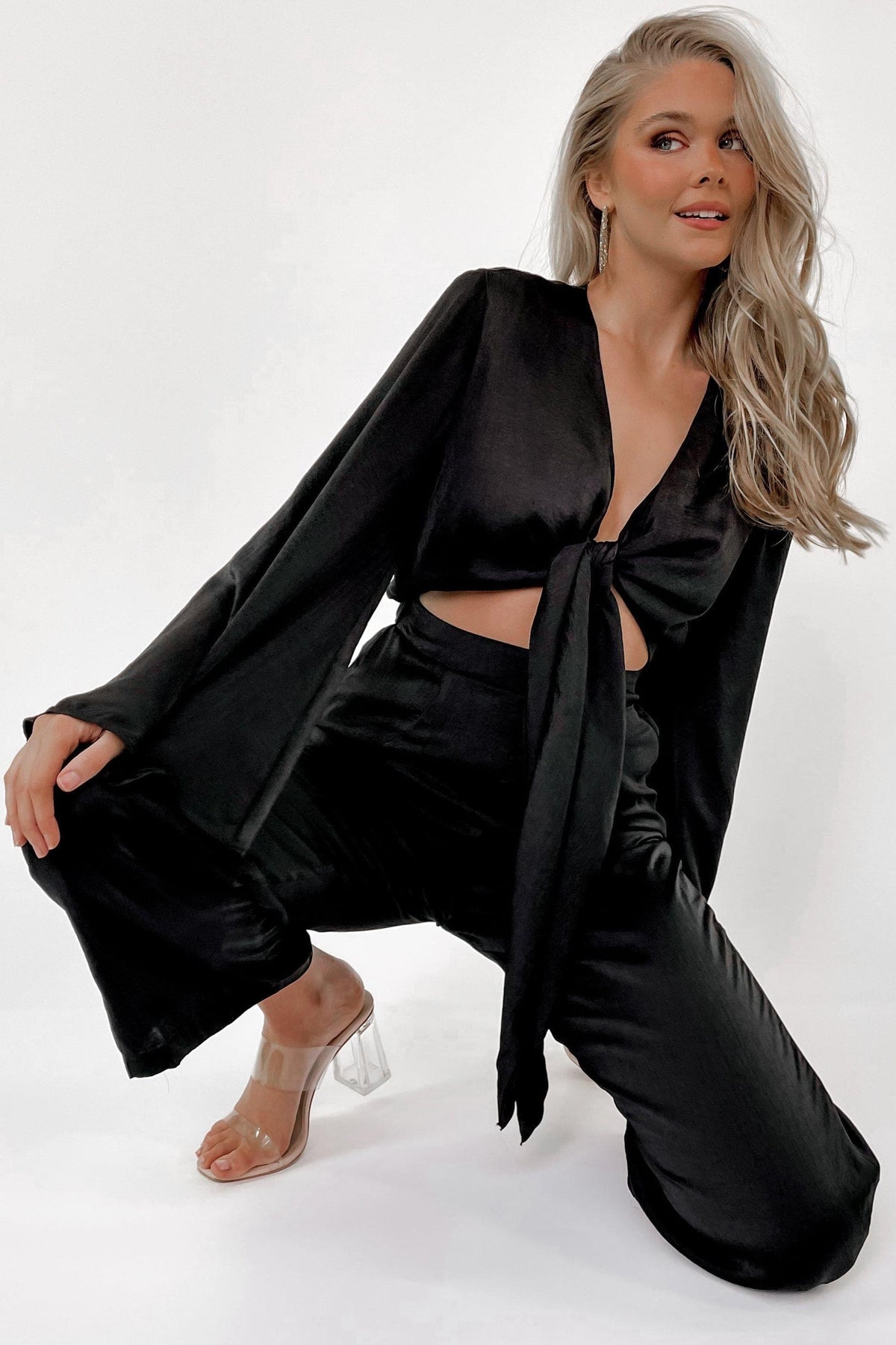 One Last Time Jumpsuit, BLACK, JUMPSUITS, LONG SLEEVE, POLYESTER, RAYON, Sale, Shop The Latest One Last Time Jumpsuit Only 130.00 from MISHKAH, -MISHKAH