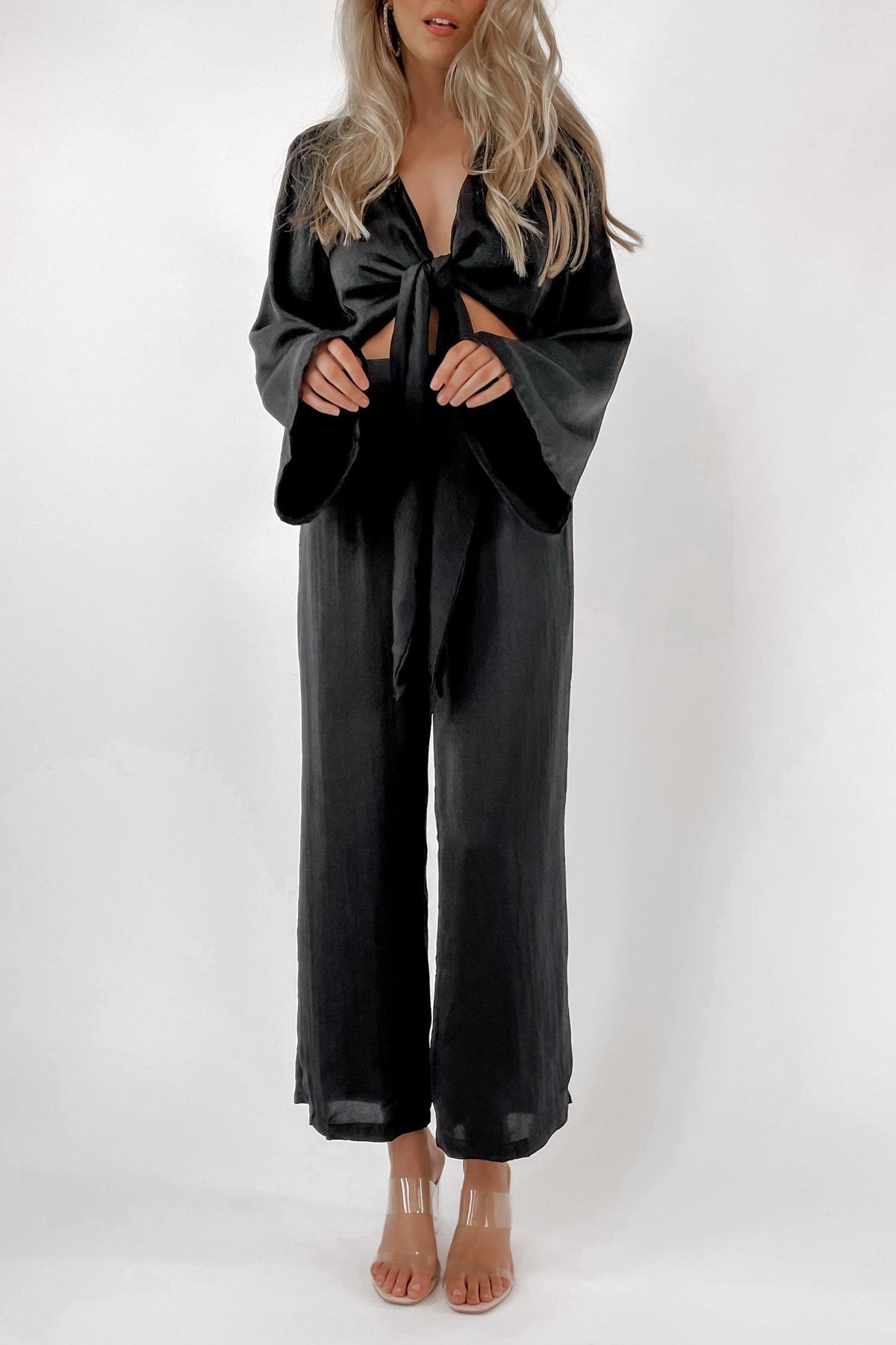 One Last Time Jumpsuit, BLACK, JUMPSUITS, LONG SLEEVE, POLYESTER, RAYON, Sale, Shop The Latest One Last Time Jumpsuit Only 130.00 from MISHKAH, -MISHKAH