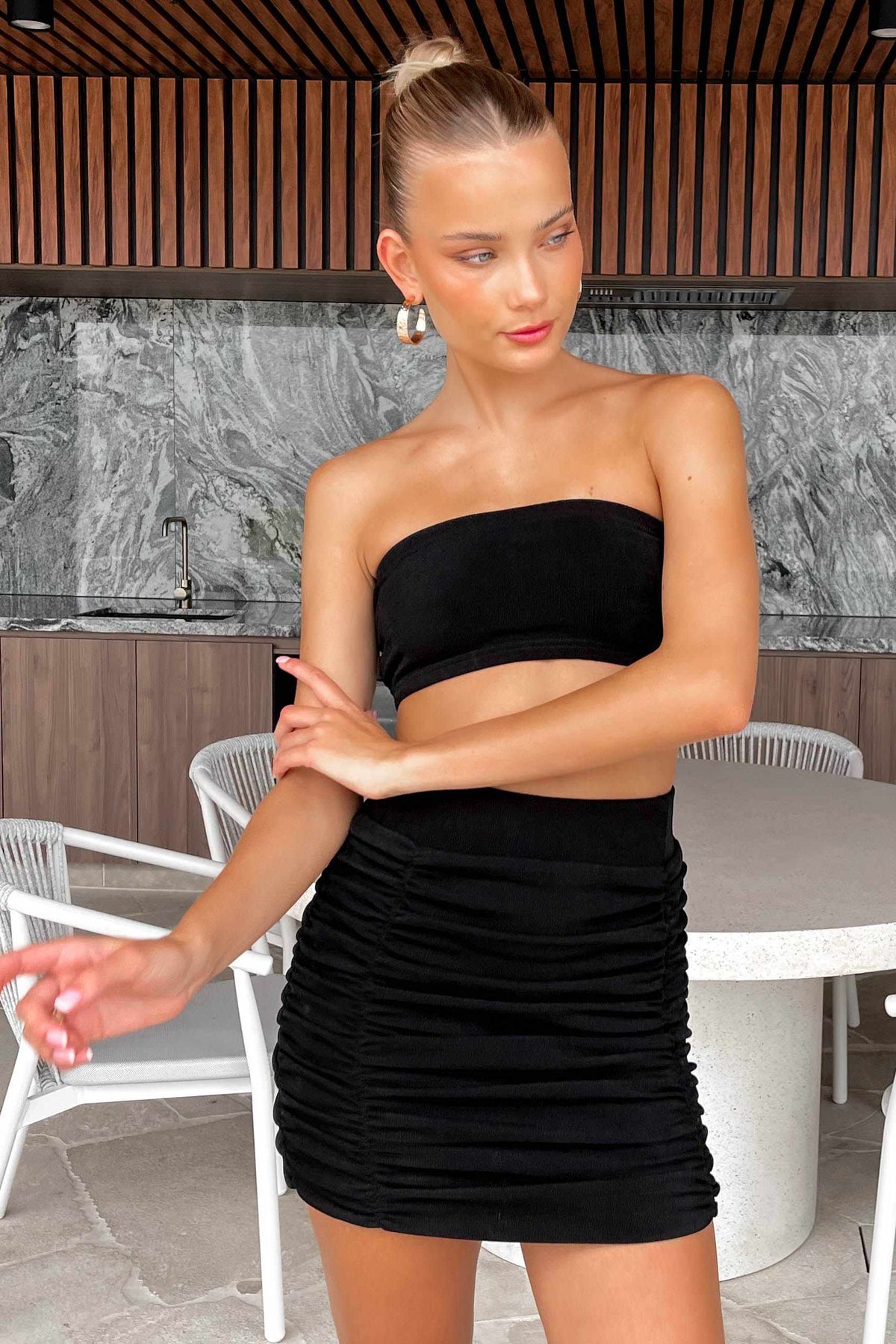 Pheonix Skirt, BASICS, BLACK, BOTTOMS, MINI SKIRT, new arrivals, POLYESTER, SKIRTS, SPANDEX, , Our New Pheonix Skirt is only $63.00-We Have The Latest Pants | Shorts | Skirts @ Mishkah Online Fashion Boutique-MISHKAH