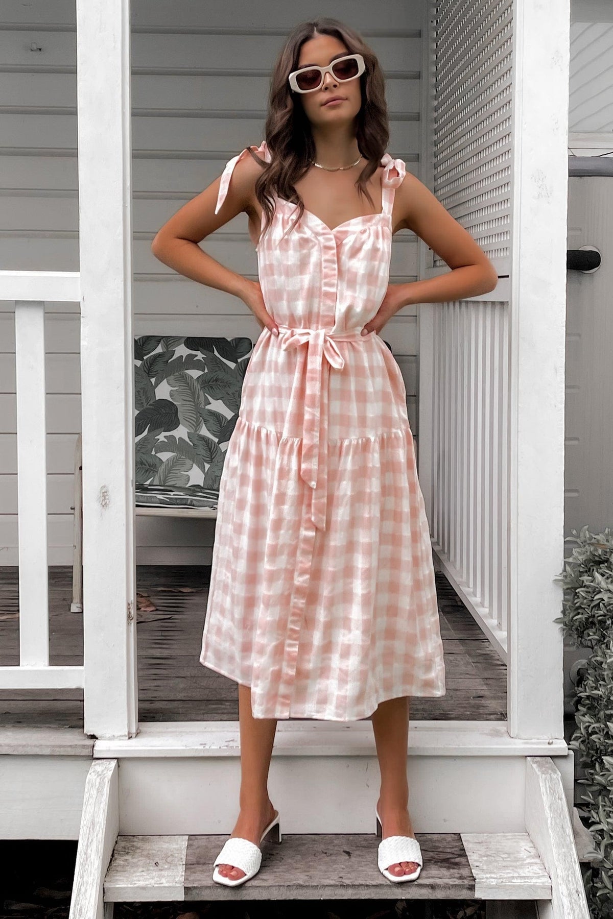 Places To Be Dress, BUTTON UP, CHECK, COTTON, DRESS, DRESSES, MIDI DRESS, PINK, POLYESTER, PRINT, Sale, TIE UP STRAPS, WAIST TIE, Places To Be Dress only $66.00 @ MISHKAH ONLINE FASHION BOUTIQUE, Shop The Latest Women&#39;s Dresses - Our New Places To Be Dress is only $66.00, @ MISHKAH ONLINE FASHION BOUTIQUE-MISHKAH