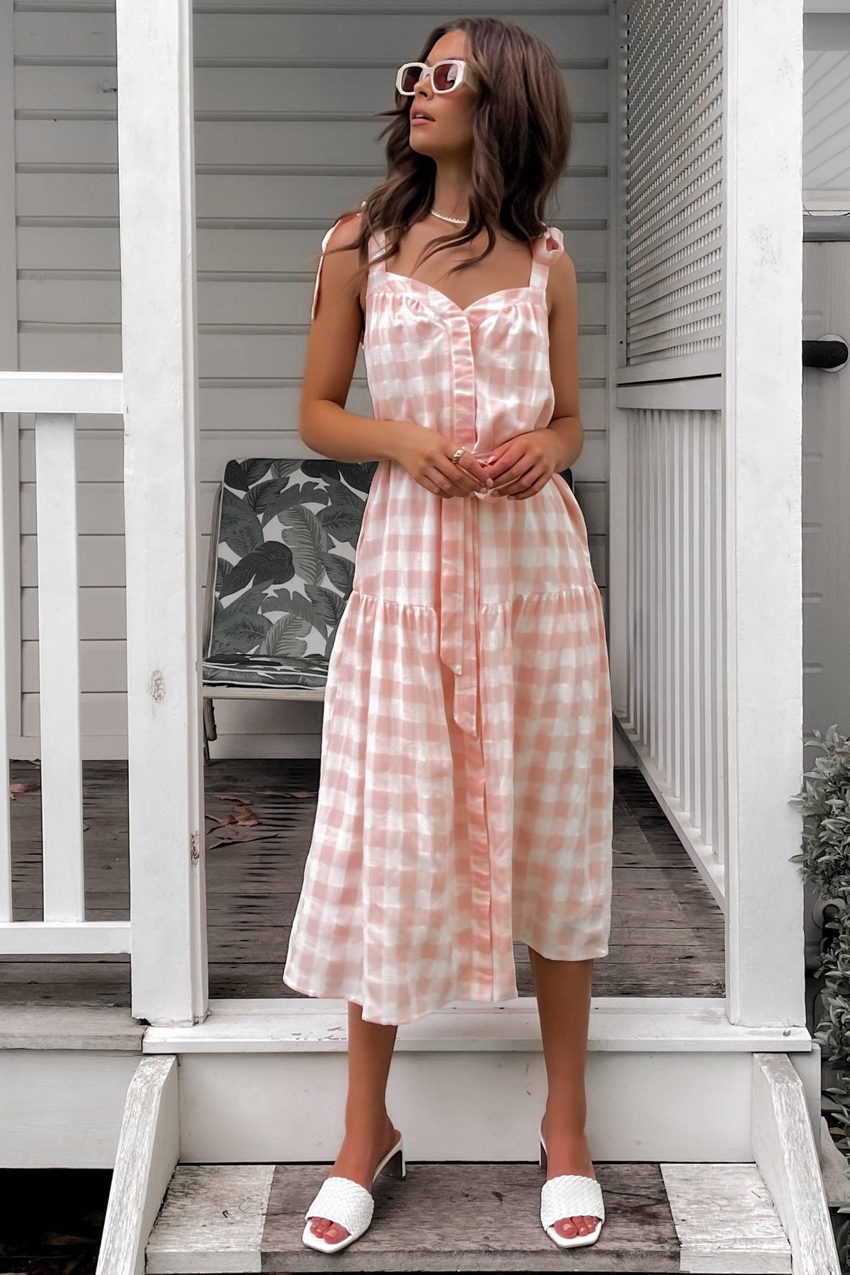 Places To Be Dress, BUTTON UP, CHECK, COTTON, DRESS, DRESSES, MIDI DRESS, PINK, POLYESTER, PRINT, Sale, TIE UP STRAPS, WAIST TIE, Places To Be Dress only $66.00 @ MISHKAH ONLINE FASHION BOUTIQUE, Shop The Latest Women&#39;s Dresses - Our New Places To Be Dress is only $66.00, @ MISHKAH ONLINE FASHION BOUTIQUE-MISHKAH