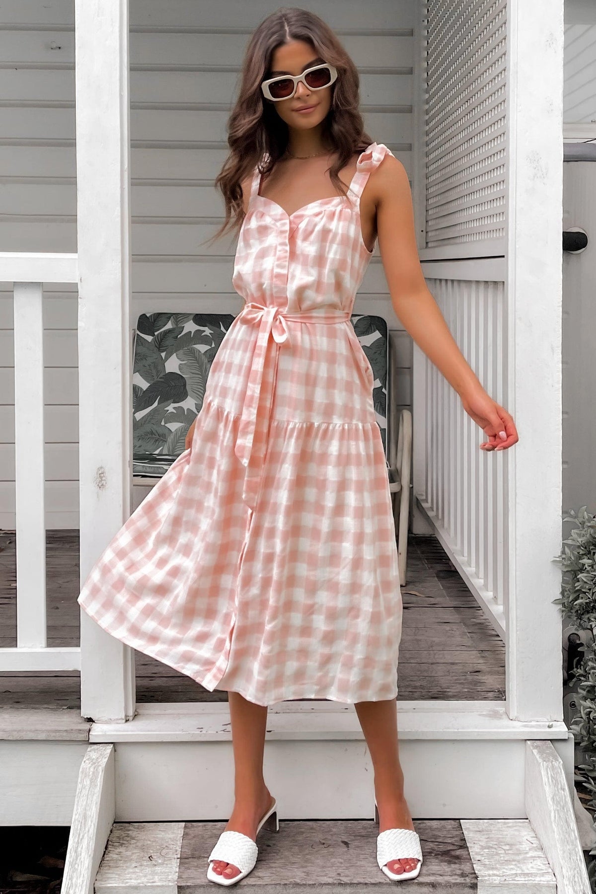 Places To Be Dress, BUTTON UP, CHECK, COTTON, DRESS, DRESSES, MIDI DRESS, PINK, POLYESTER, PRINT, Sale, TIE UP STRAPS, WAIST TIE, Places To Be Dress only $66.00 @ MISHKAH ONLINE FASHION BOUTIQUE, Shop The Latest Women&#39;s Dresses - Our New Places To Be Dress is only $66.00, @ MISHKAH ONLINE FASHION BOUTIQUE-MISHKAH