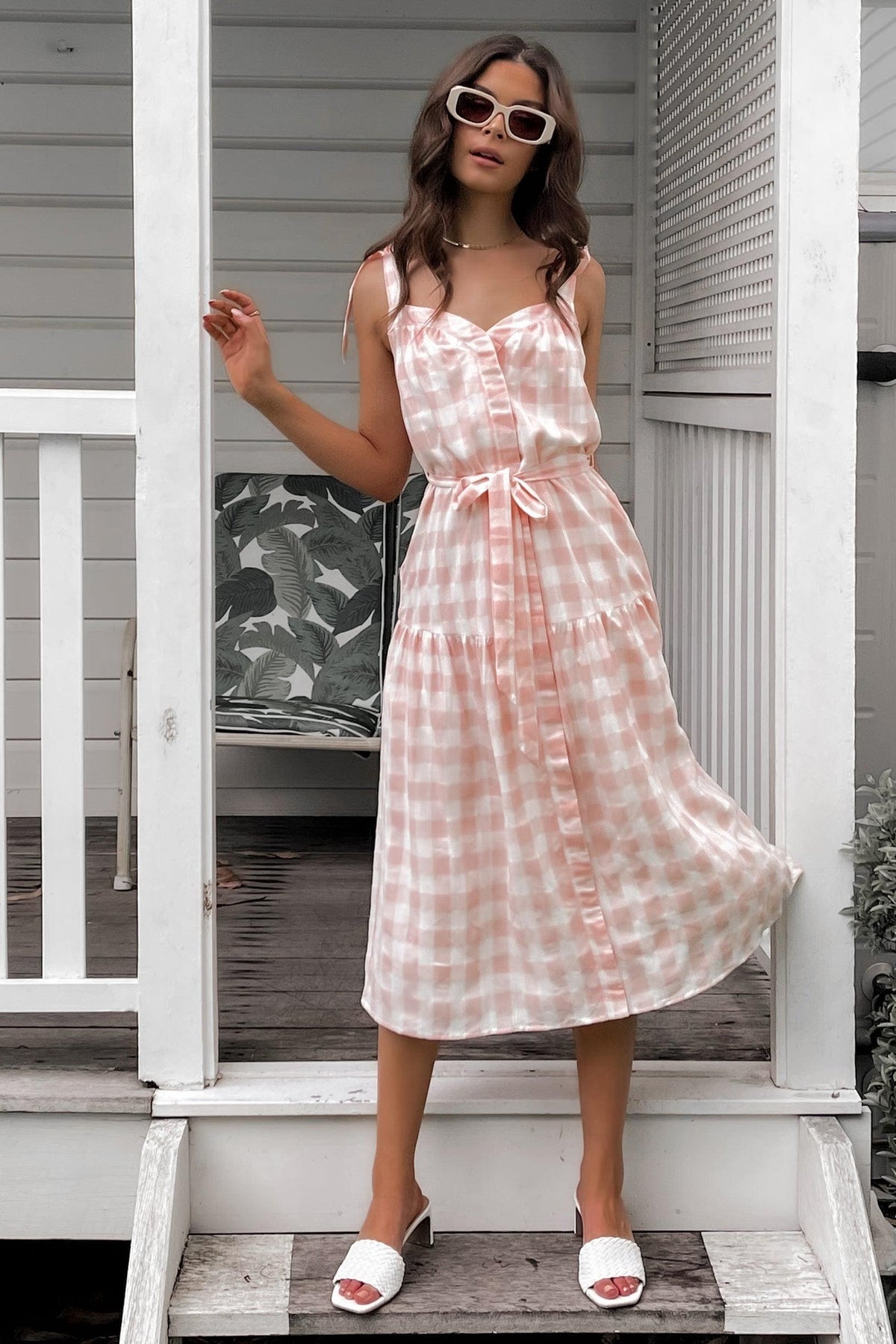 Places To Be Dress, BUTTON UP, CHECK, COTTON, DRESS, DRESSES, MIDI DRESS, PINK, POLYESTER, PRINT, Sale, TIE UP STRAPS, WAIST TIE, Places To Be Dress only $66.00 @ MISHKAH ONLINE FASHION BOUTIQUE, Shop The Latest Women&#39;s Dresses - Our New Places To Be Dress is only $66.00, @ MISHKAH ONLINE FASHION BOUTIQUE-MISHKAH