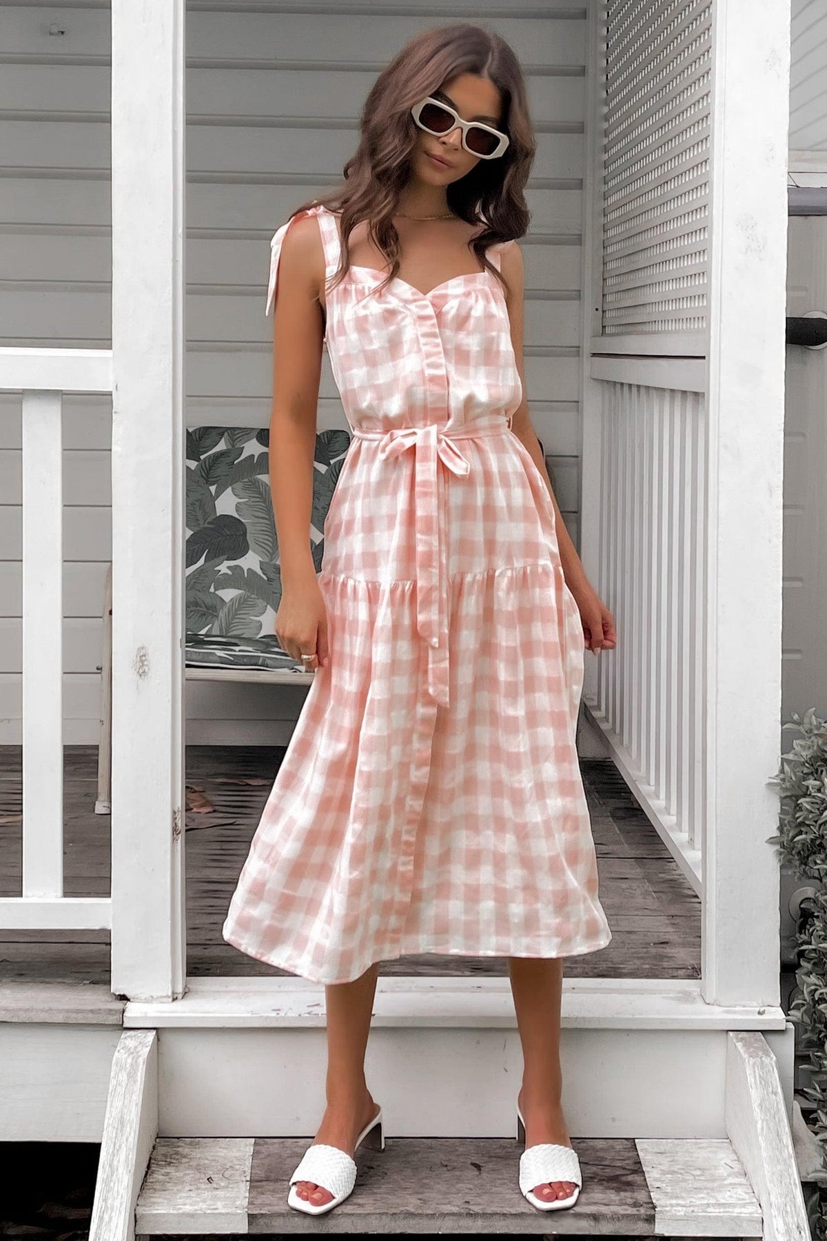 Places To Be Dress, BUTTON UP, CHECK, COTTON, DRESS, DRESSES, MIDI DRESS, PINK, POLYESTER, PRINT, Sale, TIE UP STRAPS, WAIST TIE, Places To Be Dress only $66.00 @ MISHKAH ONLINE FASHION BOUTIQUE, Shop The Latest Women&#39;s Dresses - Our New Places To Be Dress is only $66.00, @ MISHKAH ONLINE FASHION BOUTIQUE-MISHKAH