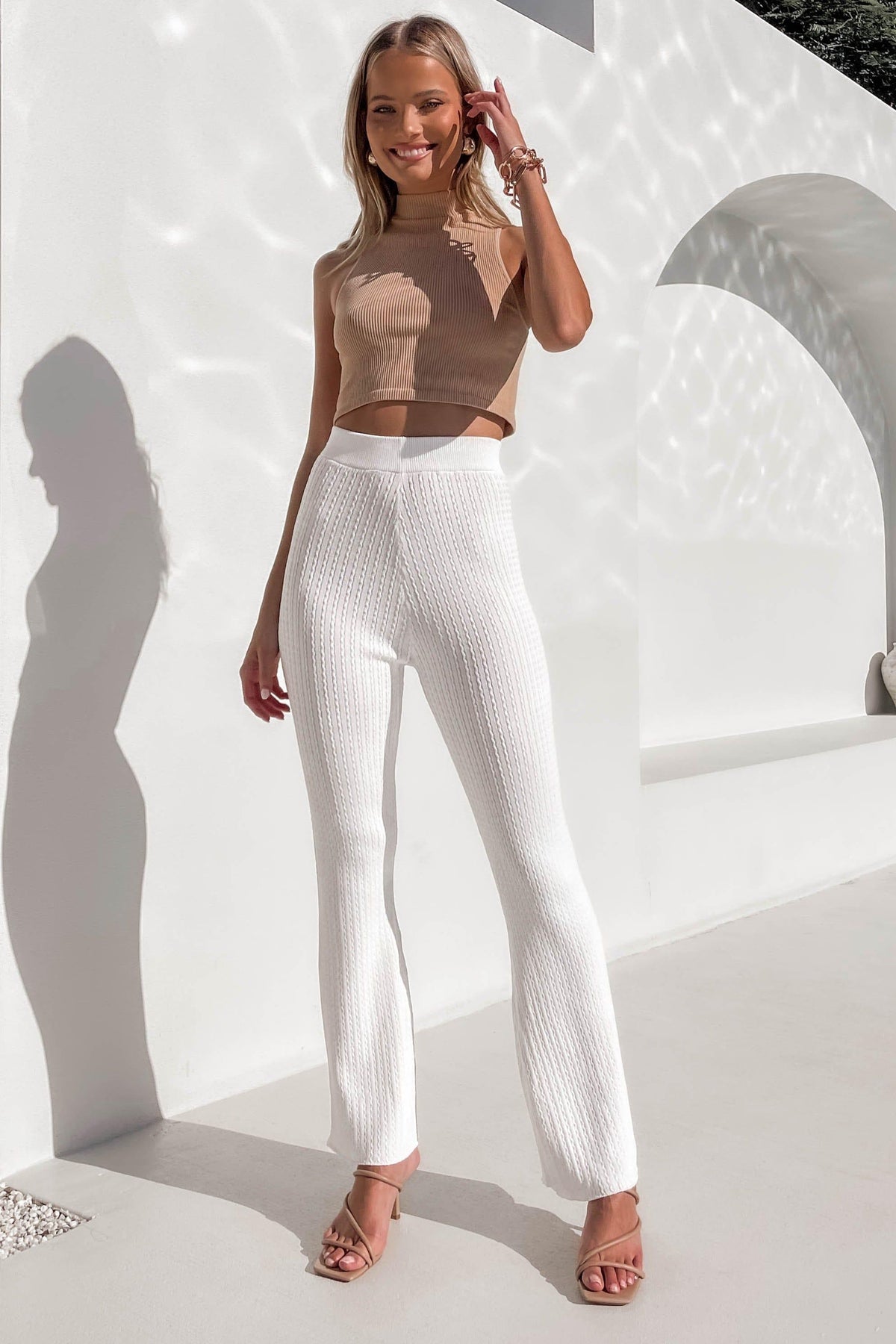 Razille Pants, BASICS, BOTTOMS, NEW ARRIVALS, PANTS, POLYESTER AND SPANDEX, SETS, SPANDEX AND POLYESTER, WHITE, , -MISHKAH