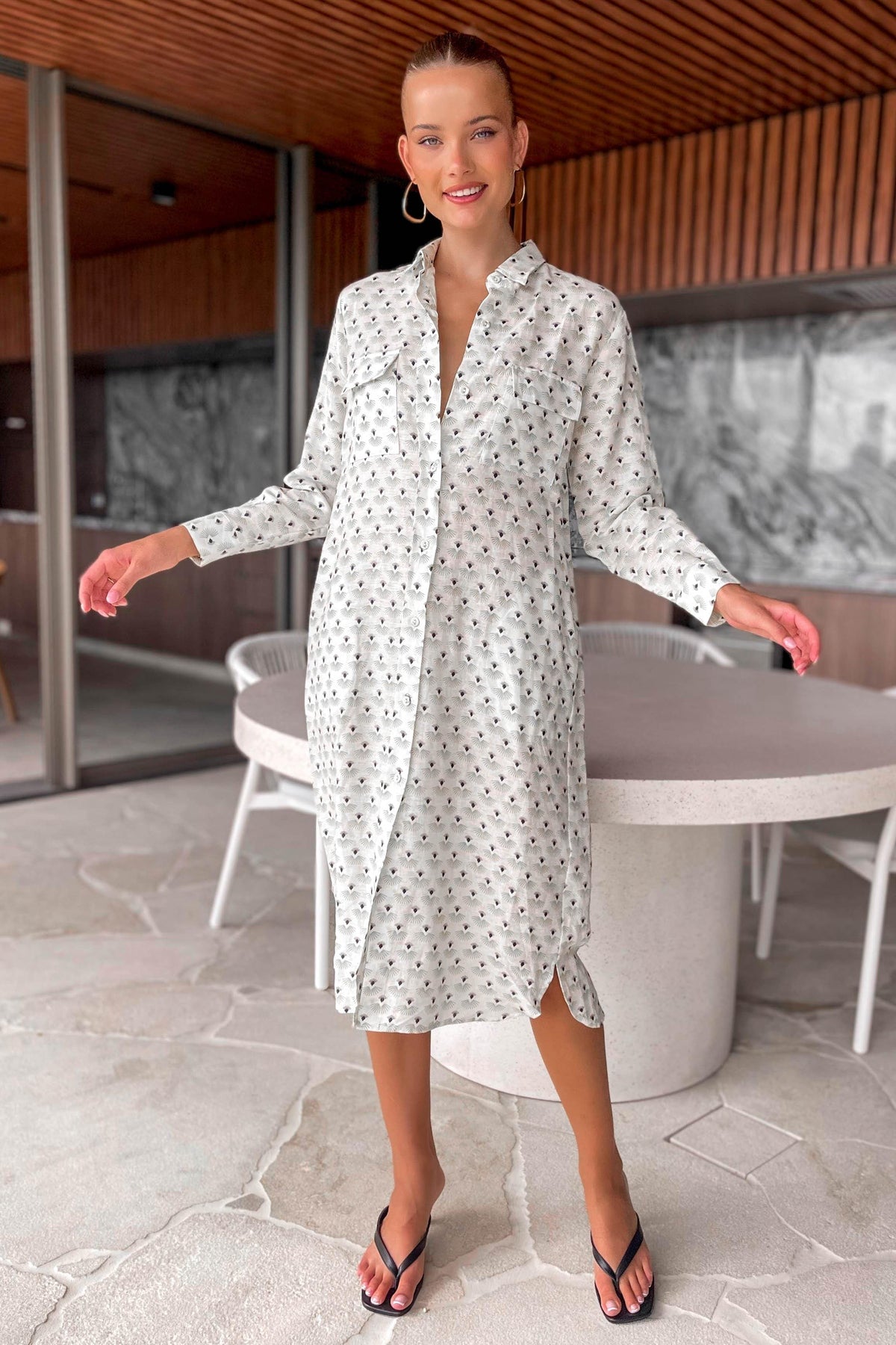 Ryrie Dress, DRESS, DRESSES, GREEN, LINEN, LONG SLEEVE, MIDI DRESS, new arrivals, , -MISHKAH