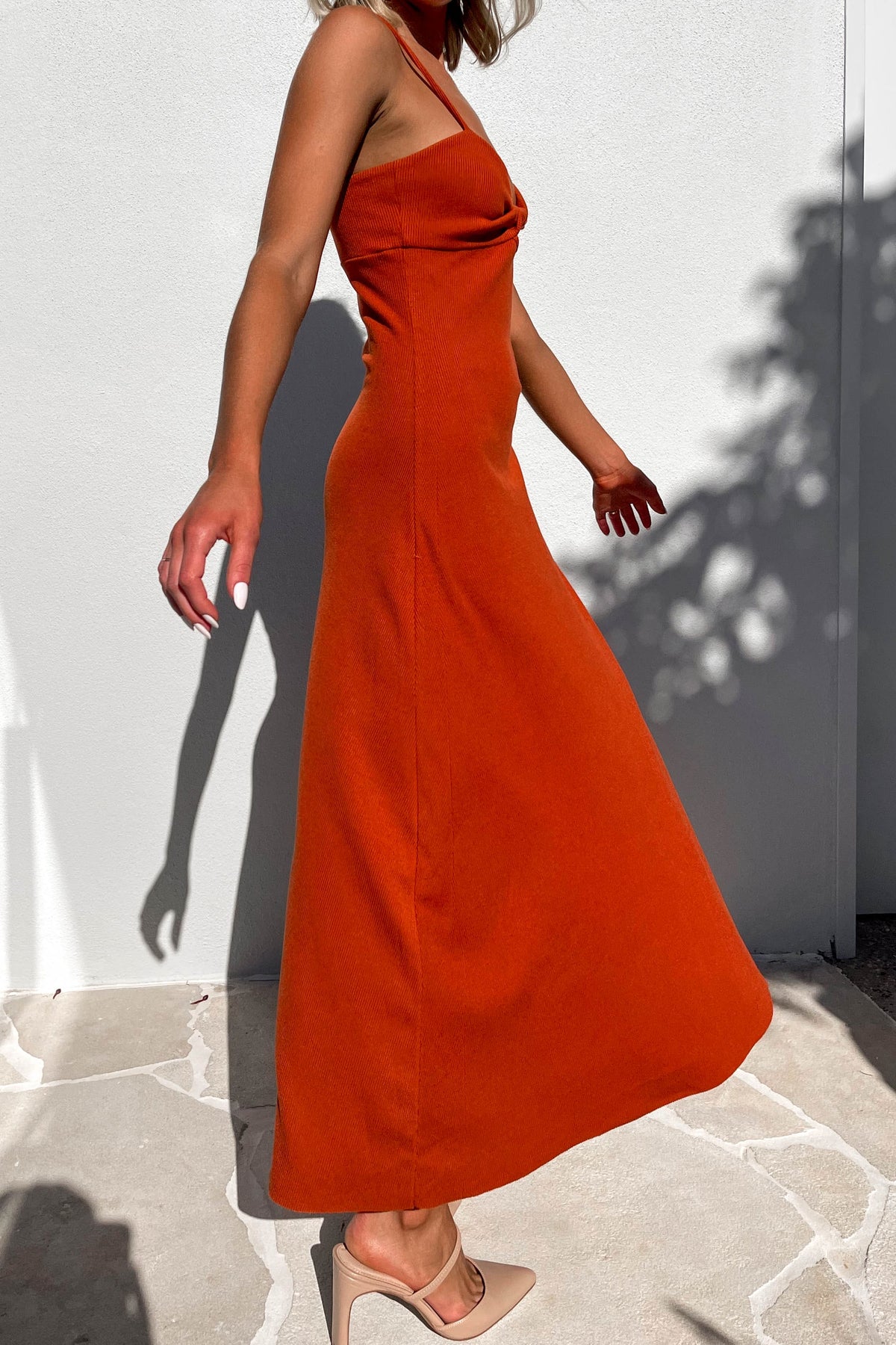 Shakia Dress, DRESS, DRESSES, KNIT, KNITS, KNITTED, KNITWEAR, MAXI DRESS, new arrivals, ORANGE, POLYESTER AND RAYON AND SPANDEX, , -MISHKAH