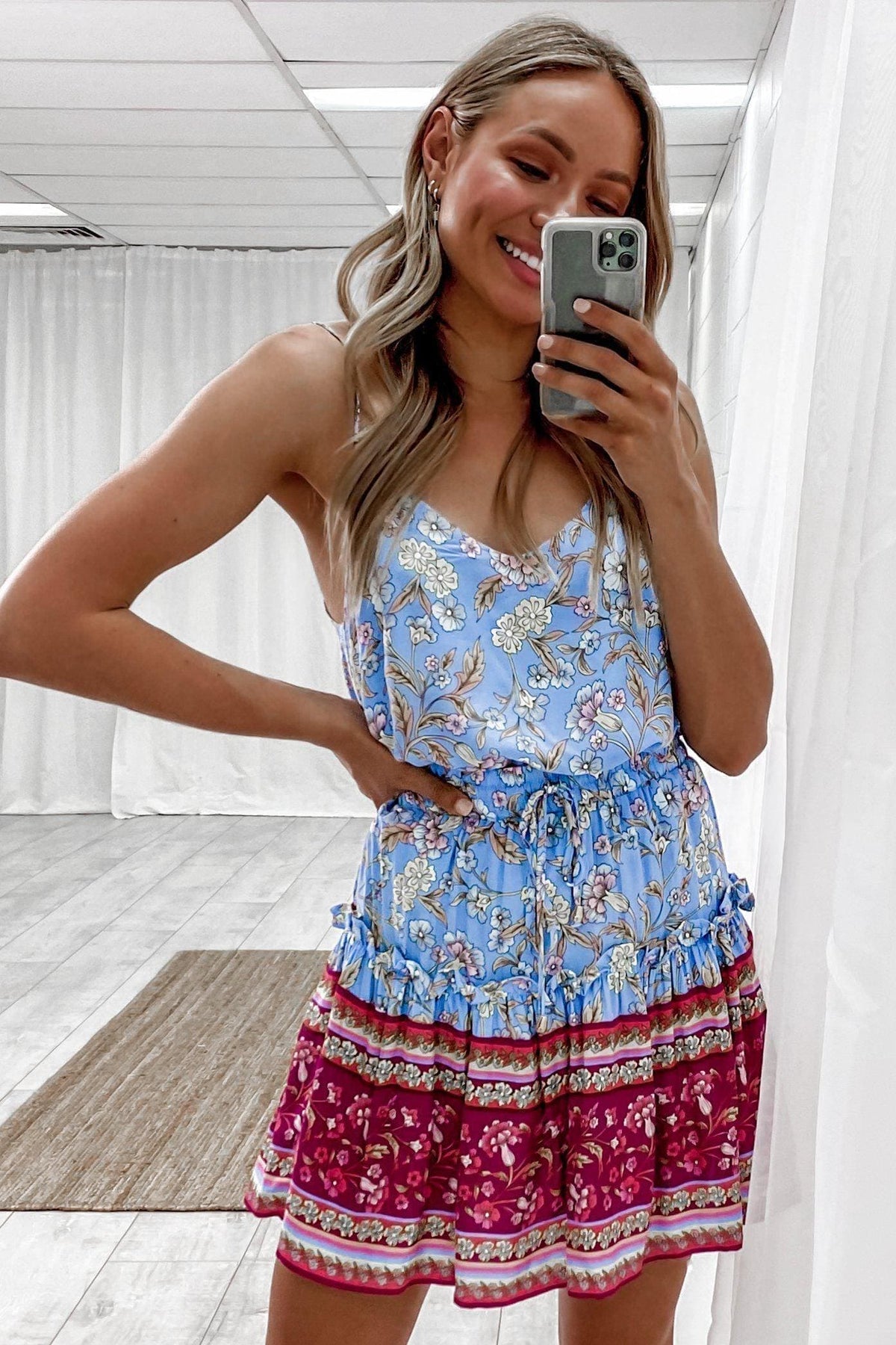 Shoot Stars Top, BLUE, FLORAL, PRINT, Sale, TOPS, Our New Shoot Stars Top Is Now Only $39.25 Exclusive At Mishkah, Our New Shoot Stars Top is now only $39.25-We Have The Latest Women&#39;s Tops @ Mishkah Online Fashion Boutique-MISHKAH