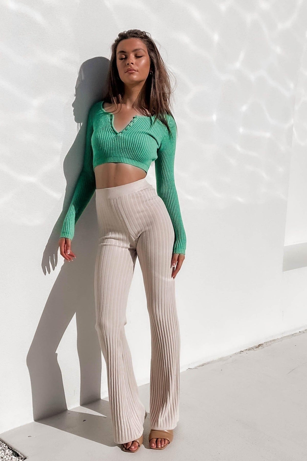 Sibel Top, CROP TOPS, GREEN, LONG SLEEVE, POLYESTER AND VISCOSE AND NYLON, TOP, TOPS, VISCOSE &amp; POLYESTER &amp; NYLON, VISCOSE AND NYLON AND POLYESTER, Our New Sibel Top Is Now Only $50.00 Exclusive At Mishkah, Our New Sibel Top is now only $50.00-We Have The Latest Women&#39;s Tops @ Mishkah Online Fashion Boutique-MISHKAH