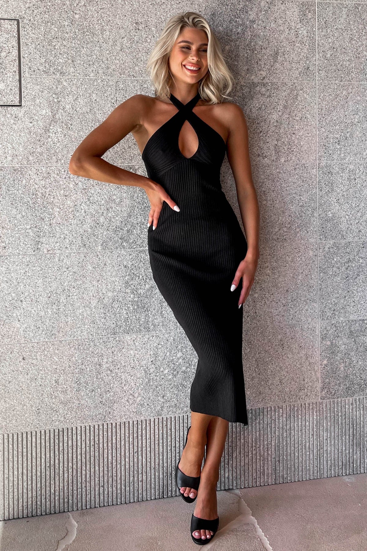 Sonya Dress, BLACK, BODYCON, COTTON &amp; POLYESTER, COTTON AND POLYESTER, DRESS, DRESSES, MIDI DRESS, new arrivals, POLYESTER AND COTTON, , -MISHKAH