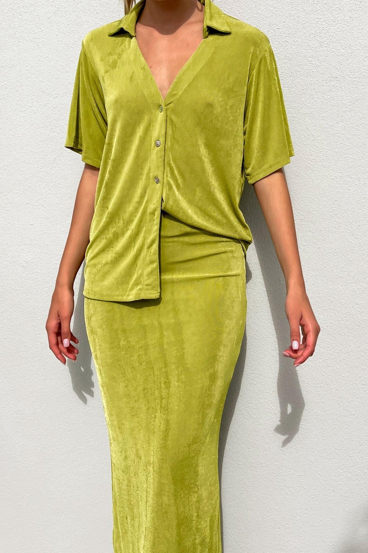 Sopha Set, BOTTOMS, GREEN, MAXI SKIRT, new arrivals, POLYESTER, SKIRT, SKIRTS, TOP, TOPS, , -MISHKAH