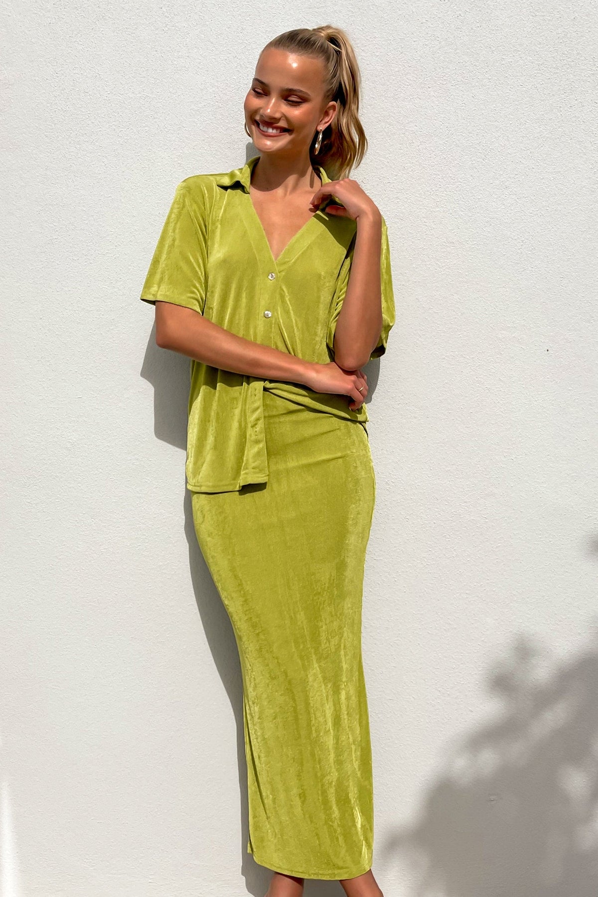 Sopha Set, BOTTOMS, GREEN, MAXI SKIRT, new arrivals, POLYESTER, SKIRT, SKIRTS, TOP, TOPS, , -MISHKAH