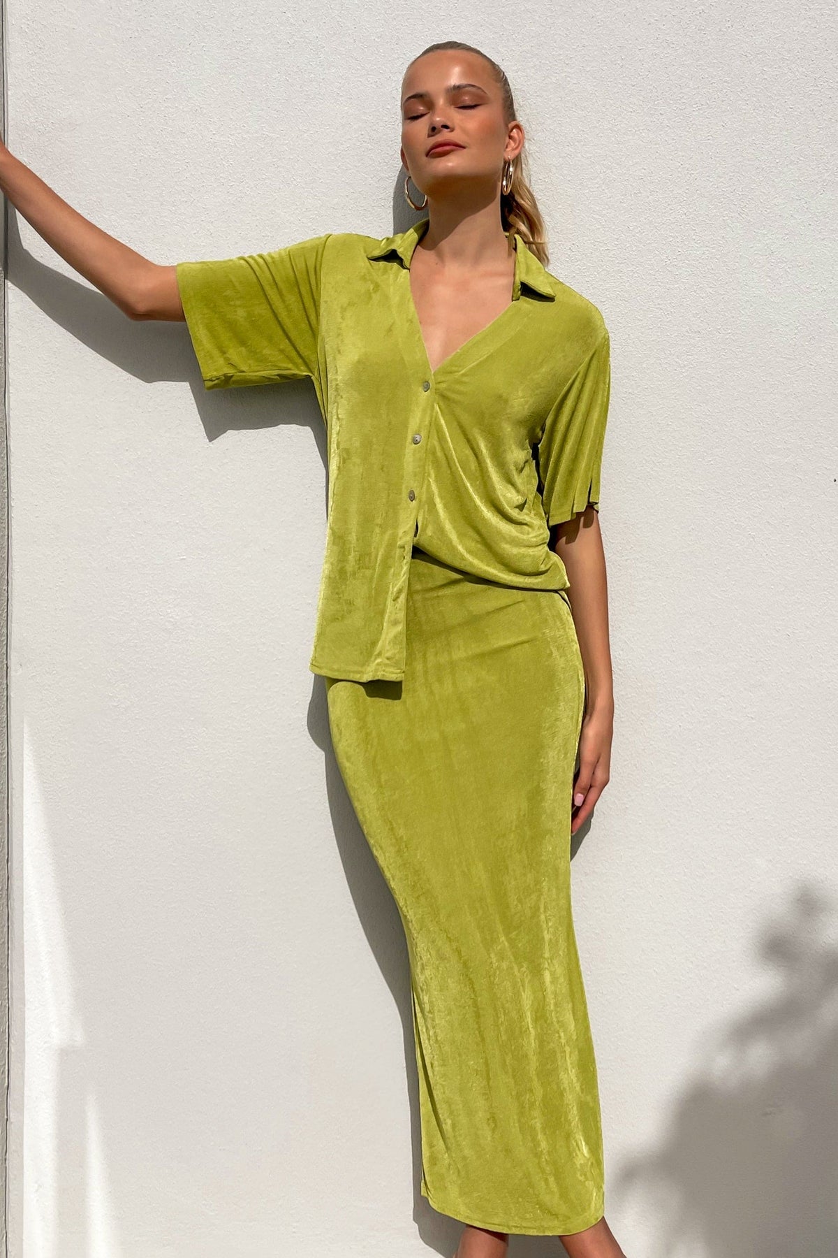 Sopha Set, BOTTOMS, GREEN, MAXI SKIRT, new arrivals, POLYESTER, SKIRT, SKIRTS, TOP, TOPS, , -MISHKAH