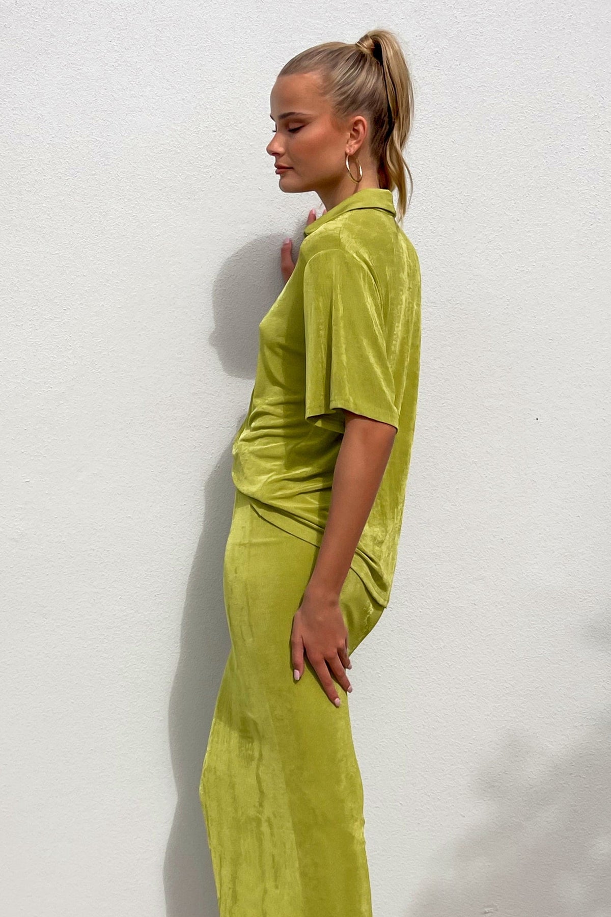 Sopha Set, BOTTOMS, GREEN, MAXI SKIRT, new arrivals, POLYESTER, SKIRT, SKIRTS, TOP, TOPS, , -MISHKAH