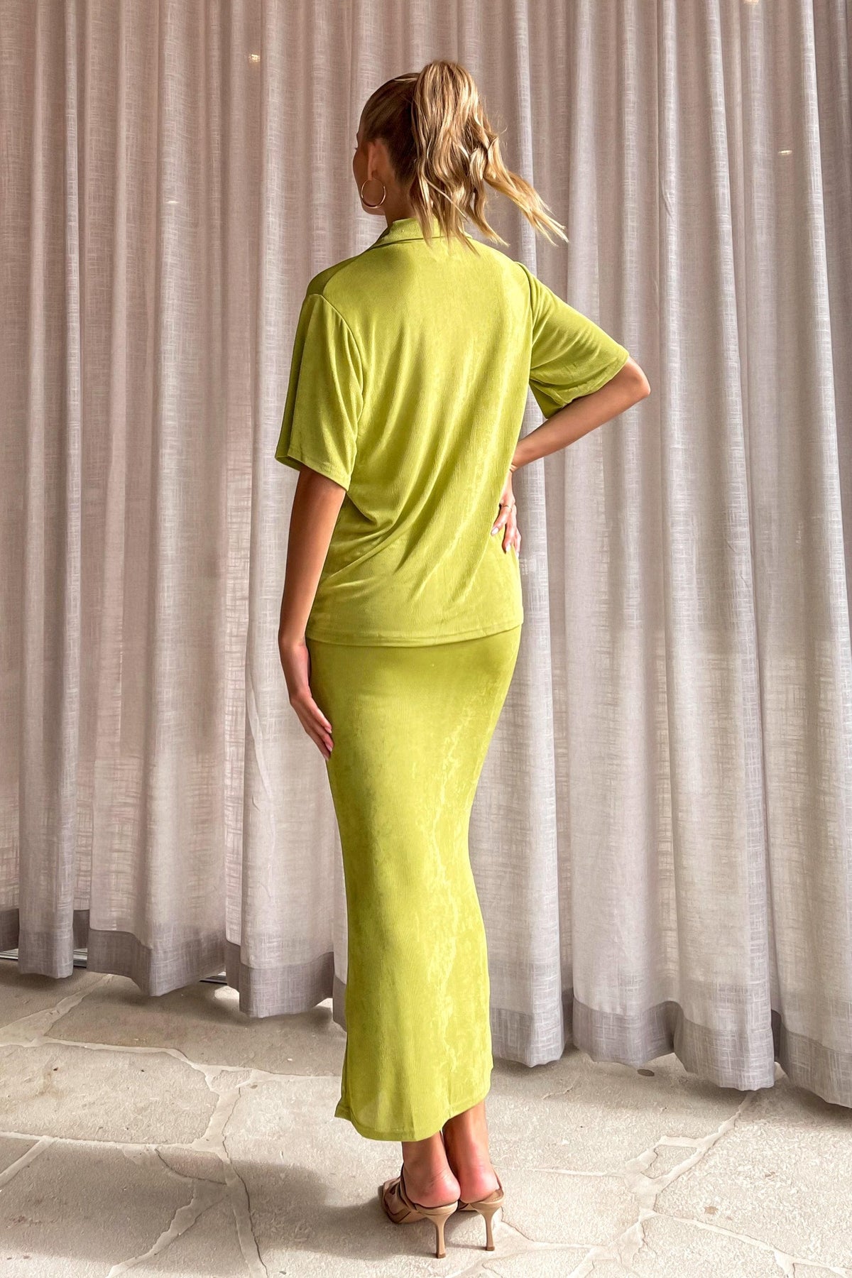 Sopha Set, BOTTOMS, GREEN, MAXI SKIRT, new arrivals, POLYESTER, SKIRT, SKIRTS, TOP, TOPS, , -MISHKAH