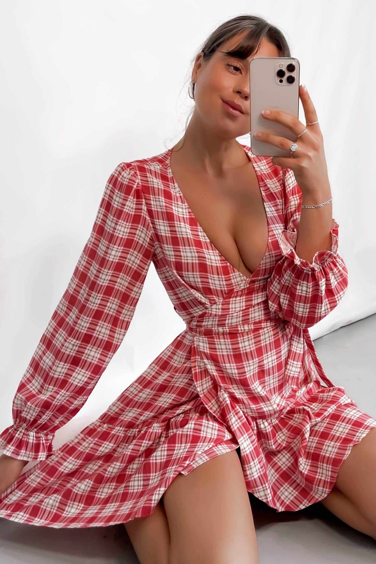 Stephy Dress, BALLOON SLEEVE, CHECK, COTTON, DRESS, DRESSES, LINEN, LONG SLEEVE, PINK, PRINT, Sale, TIE UP, WAIST TIE, WRAP, WRAP DRESS, Stephy Dress only $61.00 @ MISHKAH ONLINE FASHION BOUTIQUE, Shop The Latest Women&#39;s Dresses - Our New Stephy Dress is only $61.00, @ MISHKAH ONLINE FASHION BOUTIQUE-MISHKAH