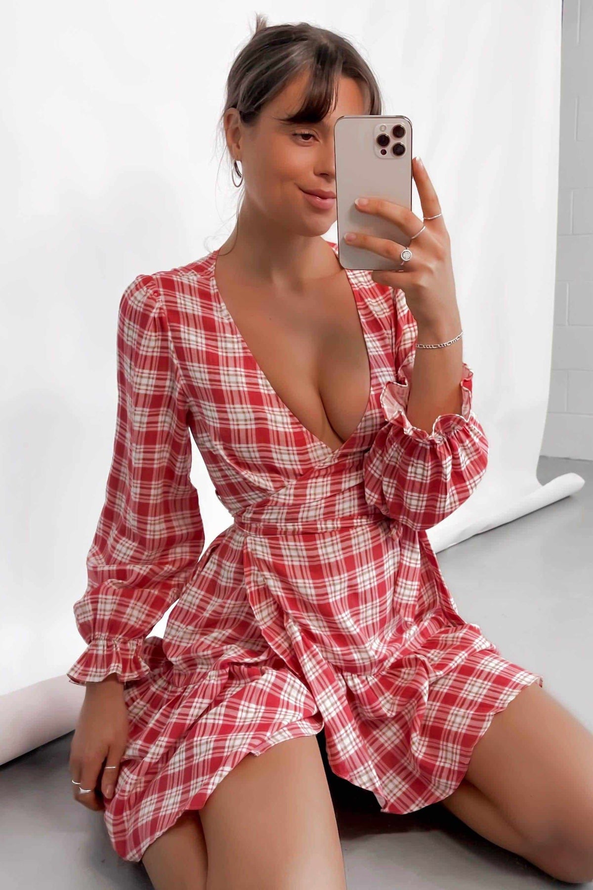 Stephy Dress, BALLOON SLEEVE, CHECK, COTTON, DRESS, DRESSES, LINEN, LONG SLEEVE, PINK, PRINT, Sale, TIE UP, WAIST TIE, WRAP, WRAP DRESS, Stephy Dress only $61.00 @ MISHKAH ONLINE FASHION BOUTIQUE, Shop The Latest Women&#39;s Dresses - Our New Stephy Dress is only $61.00, @ MISHKAH ONLINE FASHION BOUTIQUE-MISHKAH