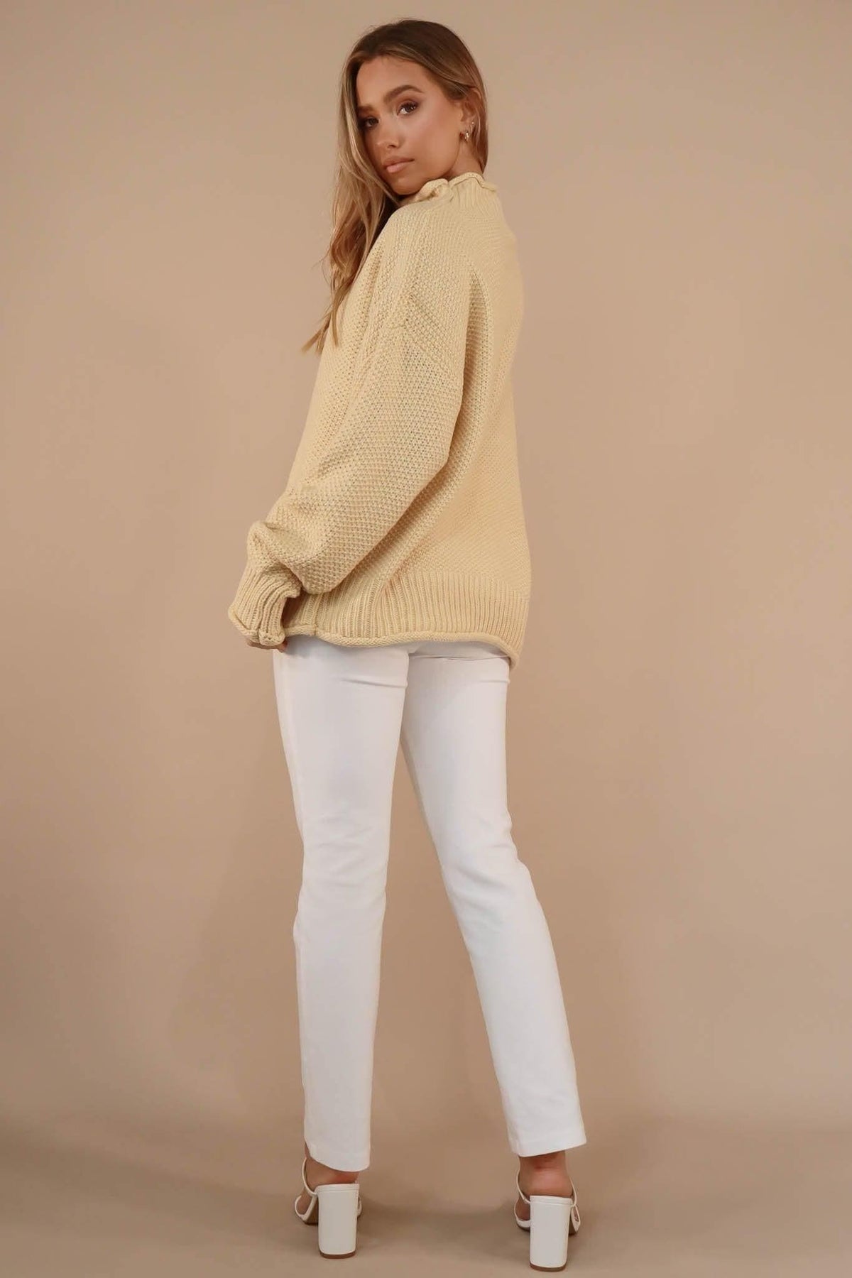 Sunnie Top, BEIGE, COTTON, KNIT, KNITS, LONG SLEEVE, POLYESTER, TOP, TOPS, , -MISHKAH