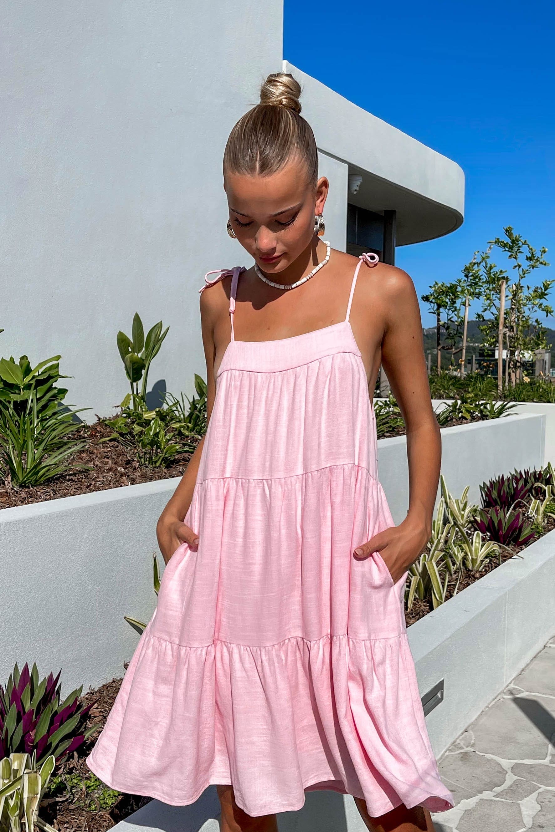 Suzey Dress, DRESS, DRESSES, LINEN, MINI DRESS, new arrivals, PINK, , -MISHKAH