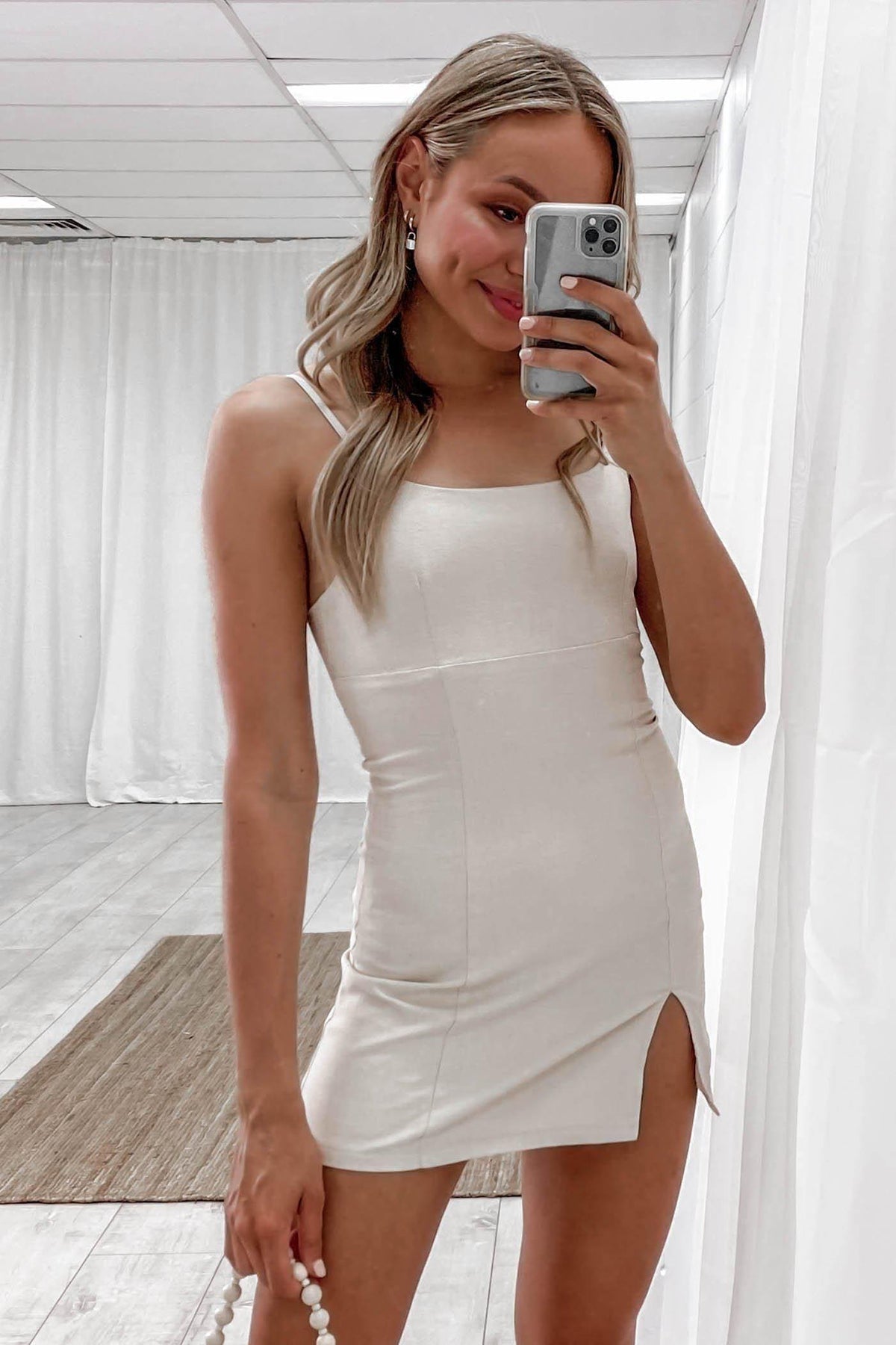 Take It Slowly Dress, BASICS, BEIGE, BODYCON, DRESS, DRESSES, MINI DRESS, Sale, SIDE SPLIT, Take It Slowly Dress only $52.00 @ MISHKAH ONLINE FASHION BOUTIQUE, Shop The Latest Women&#39;s Dresses - Our New Take It Slowly Dress is only $52.00, @ MISHKAH ONLINE FASHION BOUTIQUE-MISHKAH