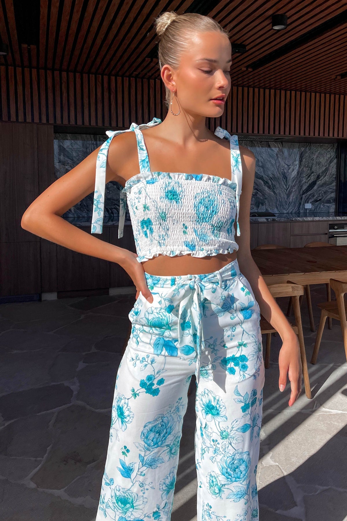 Talley Top, CROP TOP, CROP TOPS, FLORAL, FLORALS, GREEN, LINEN &amp; POLYESTER, LINEN AND POLYESTER, new arrivals, POLYESTER AND LINEN, TOP, TOPS, , -MISHKAH
