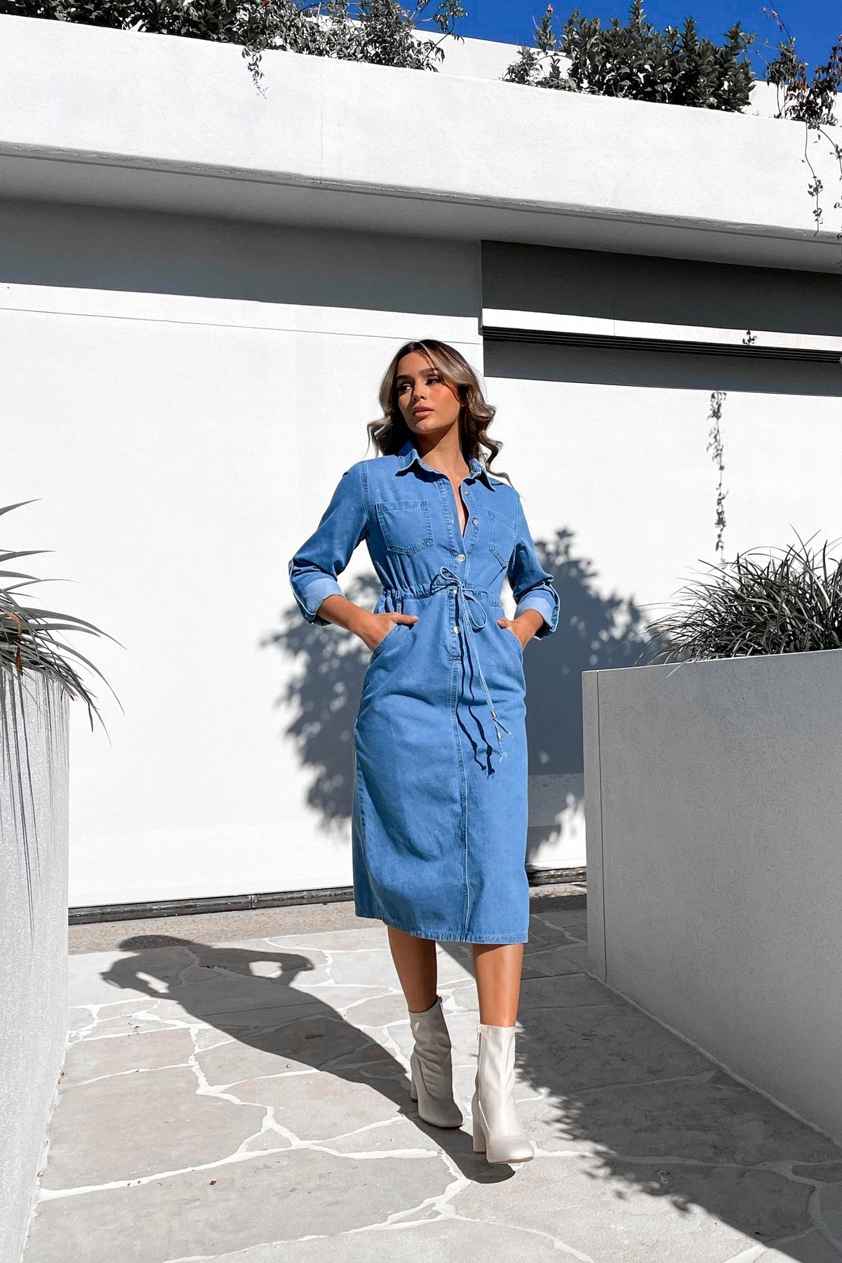 Tana Dress, BLUE, COTTON, DENIM, DRESS, DRESSES, MIDI DRESS, new arrivals, , -MISHKAH