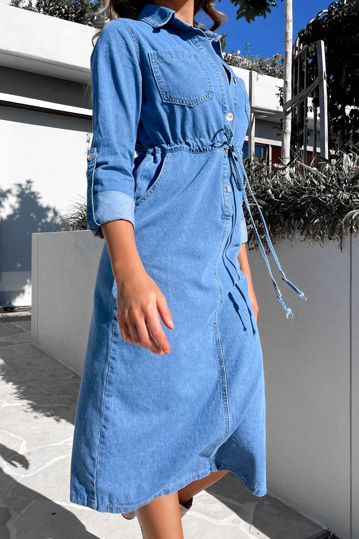 Tana Dress, BLUE, COTTON, DENIM, DRESS, DRESSES, MIDI DRESS, new arrivals, , -MISHKAH