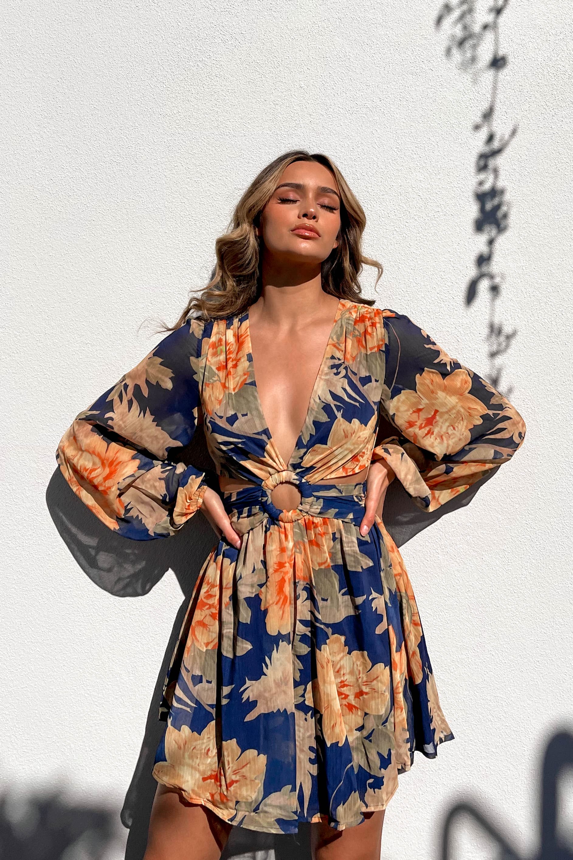 Taneal Dress, BLUE, LONG SLEEVE, new arrivals, PLAY SUIT, PLAYSUIT, PLAYSUITS, POLYESTER, , -MISHKAH