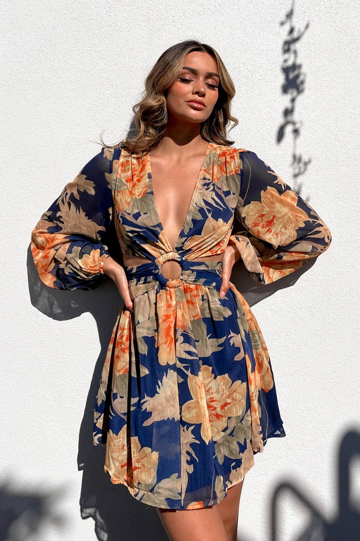 Taneal Dress, BLUE, LONG SLEEVE, new arrivals, PLAY SUIT, PLAYSUIT, PLAYSUITS, POLYESTER, , -MISHKAH