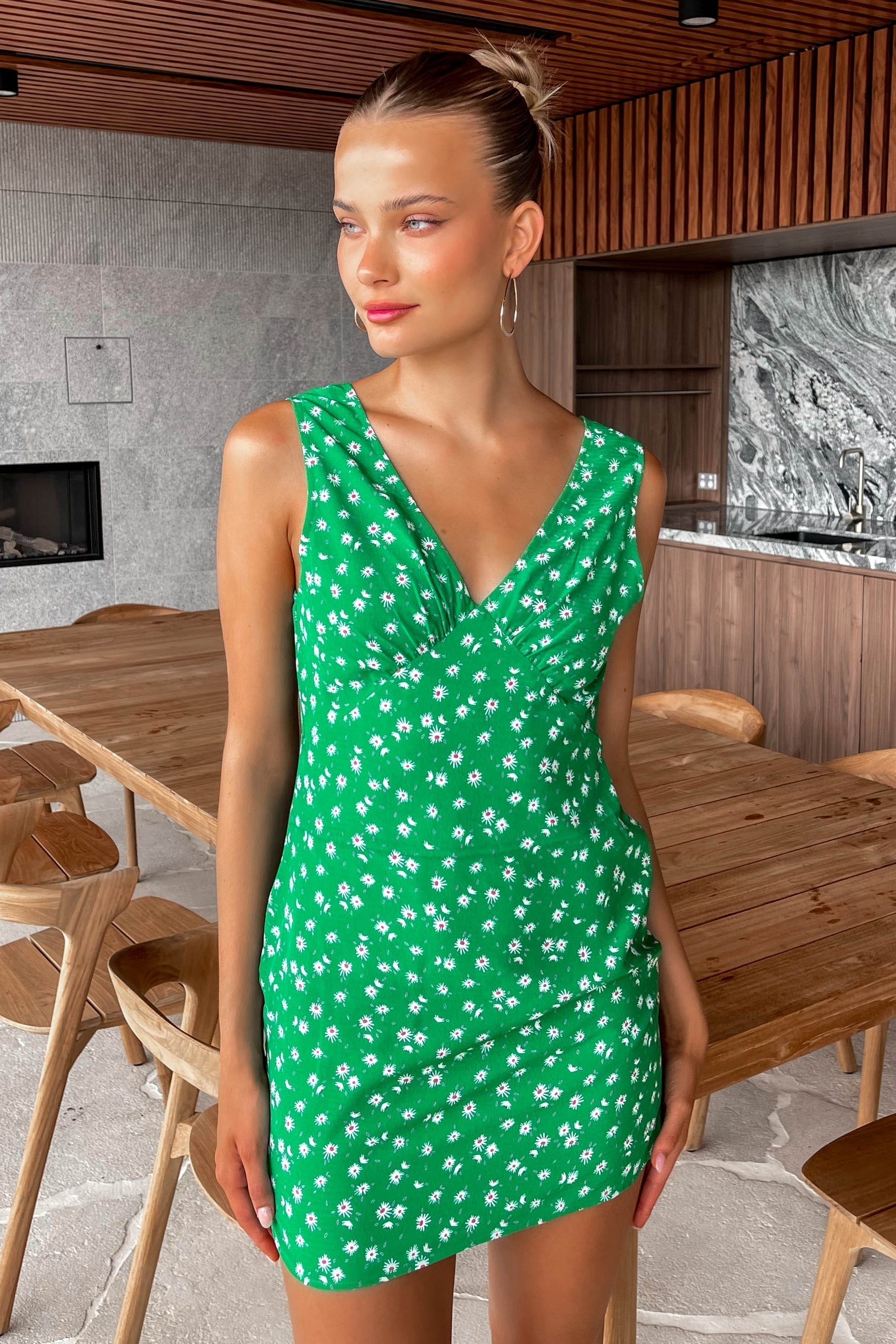 Tiarana Dress, COTTON & POLYESTER, COTTON AND POLYESTER, DRESS, DRESSES, FLORAL, FLORALS, GREEN, MINI DRESS, POLYESTER AND COTTON, , -MISHKAH