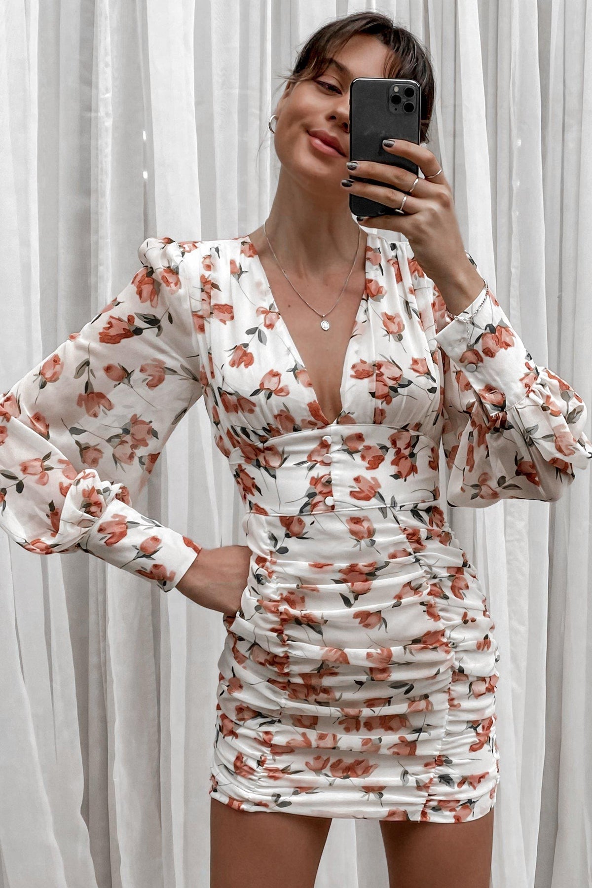 Untamed Dress, BALLOON SLEEVE, DRESS, DRESSES, FLORAL, GATHERED, LONG SLEEVE, PINK, POLYESTER, PRINT, Sale, WHITE, Untamed Dress only $131.00 @ MISHKAH ONLINE FASHION BOUTIQUE, Shop The Latest Women&#39;s Dresses - Our New Untamed Dress is only $131.00, @ MISHKAH ONLINE FASHION BOUTIQUE-MISHKAH
