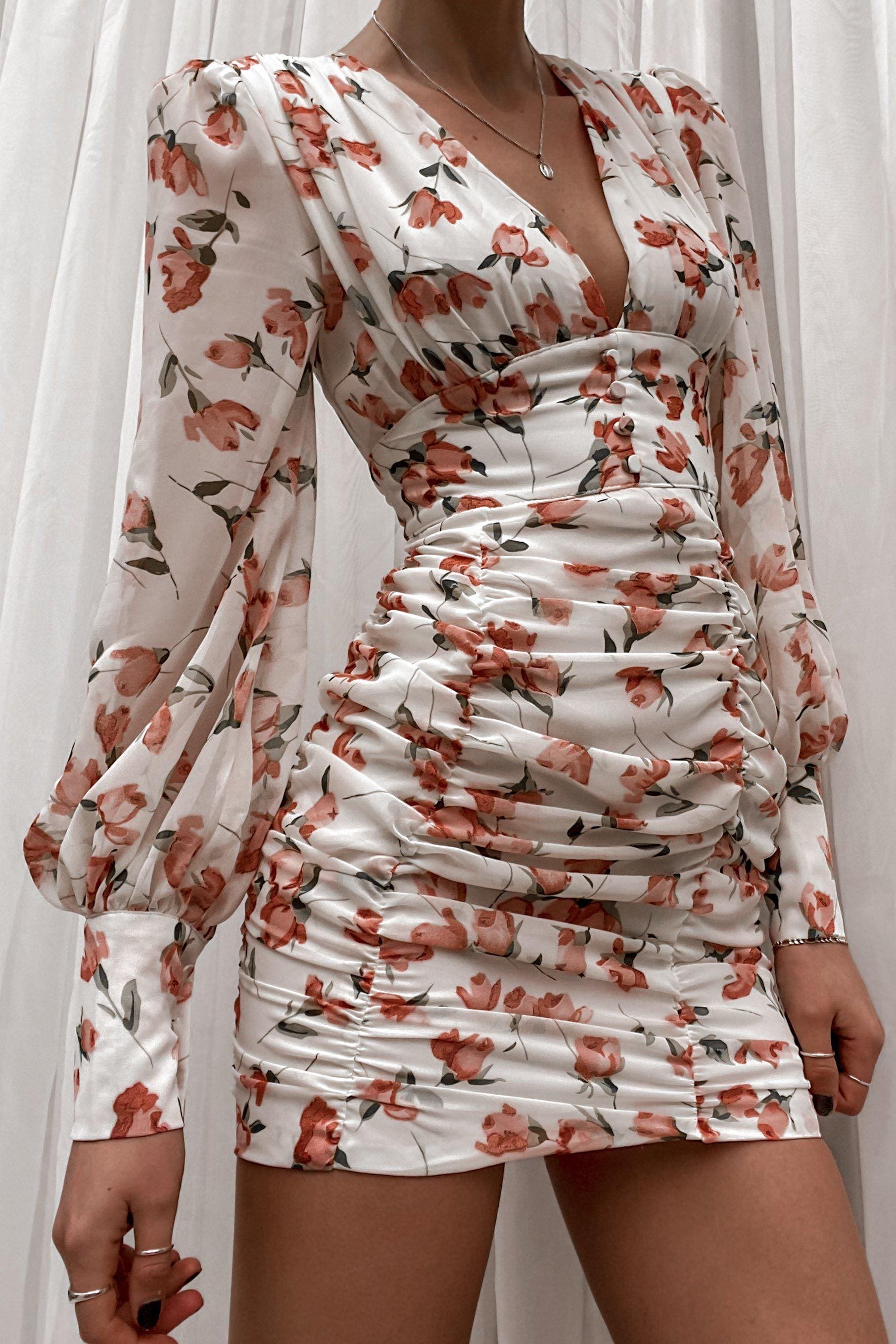 Untamed Dress, BALLOON SLEEVE, DRESS, DRESSES, FLORAL, GATHERED, LONG SLEEVE, PINK, POLYESTER, PRINT, Sale, WHITE, Untamed Dress only $131.00 @ MISHKAH ONLINE FASHION BOUTIQUE, Shop The Latest Women's Dresses - Our New Untamed Dress is only $131.00, @ MISHKAH ONLINE FASHION BOUTIQUE-MISHKAH