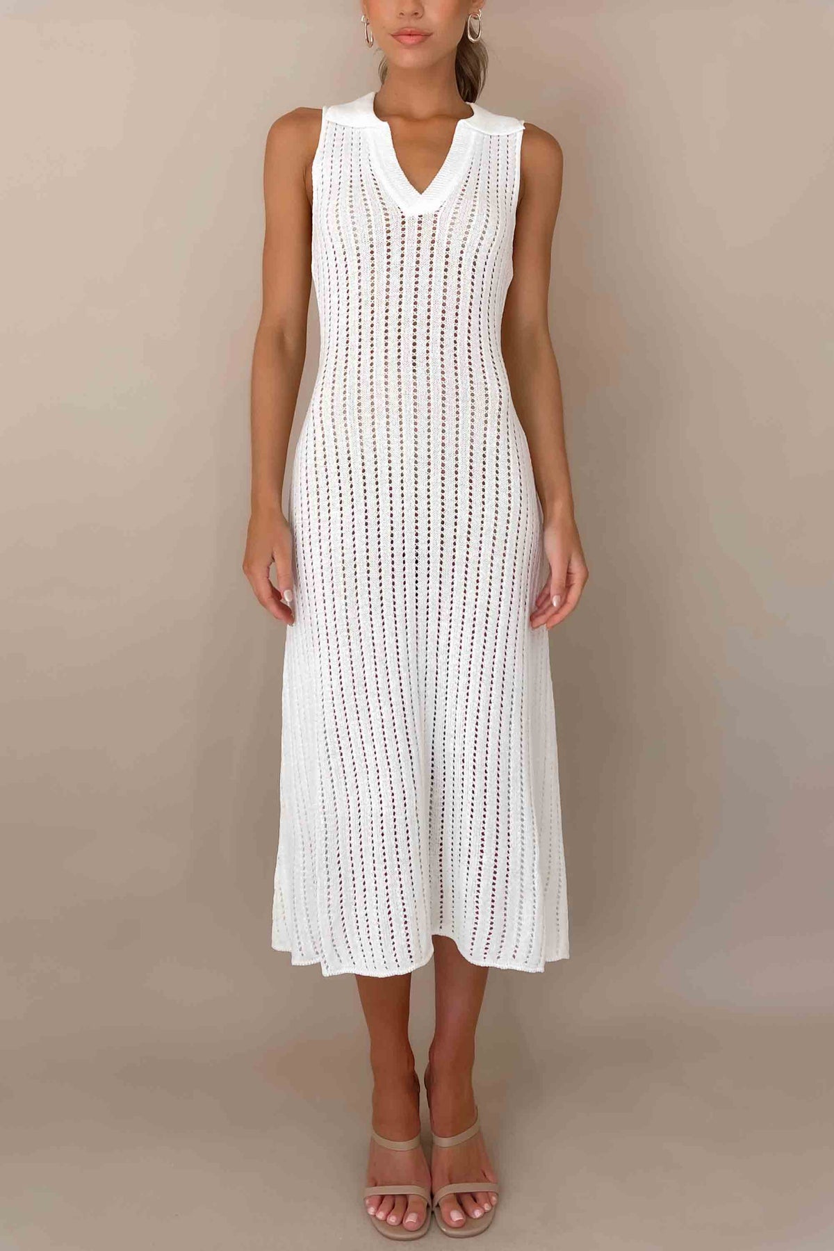 Vesper Dress, ACRYLIC &amp; POLYESTER, ACRYLIC AND POLYESTER, BODYCON, CREAM, DRESS, DRESSES, MIDI DRESS, POLYESTER &amp; ACRYLIC, POLYESTER AND ACRYLIC, , -MISHKAH
