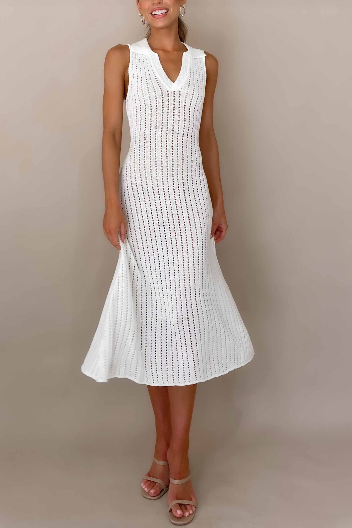 Vesper Dress, ACRYLIC &amp; POLYESTER, ACRYLIC AND POLYESTER, BODYCON, CREAM, DRESS, DRESSES, MIDI DRESS, POLYESTER &amp; ACRYLIC, POLYESTER AND ACRYLIC, , -MISHKAH